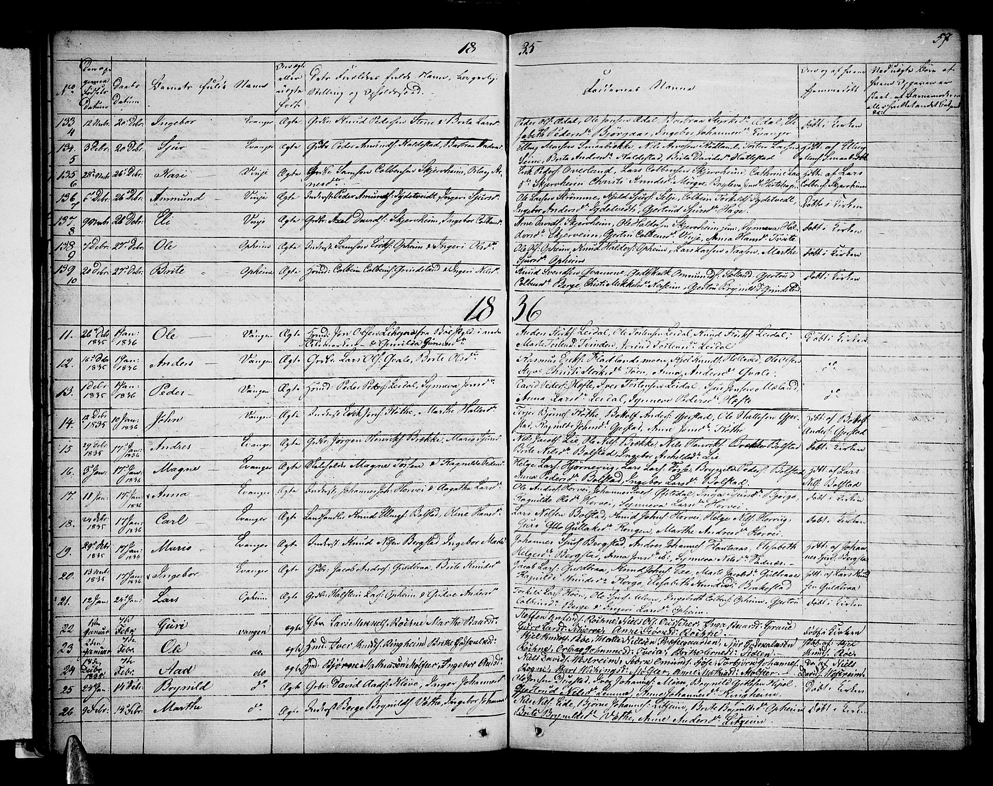 Voss sokneprestembete, SAB/A-79001: Curate's parish register no. A 1, 1821-1841, p. 57