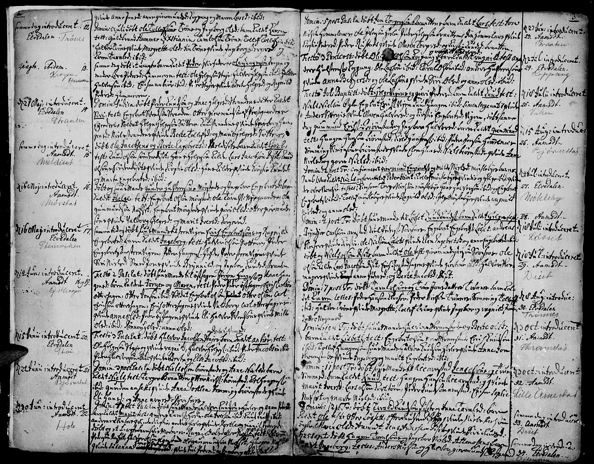 Åmot prestekontor, Hedmark, AV/SAH-PREST-056/H/Ha/Haa/L0002: Parish register (official) no. 2, 1734-1779, p. 2-3