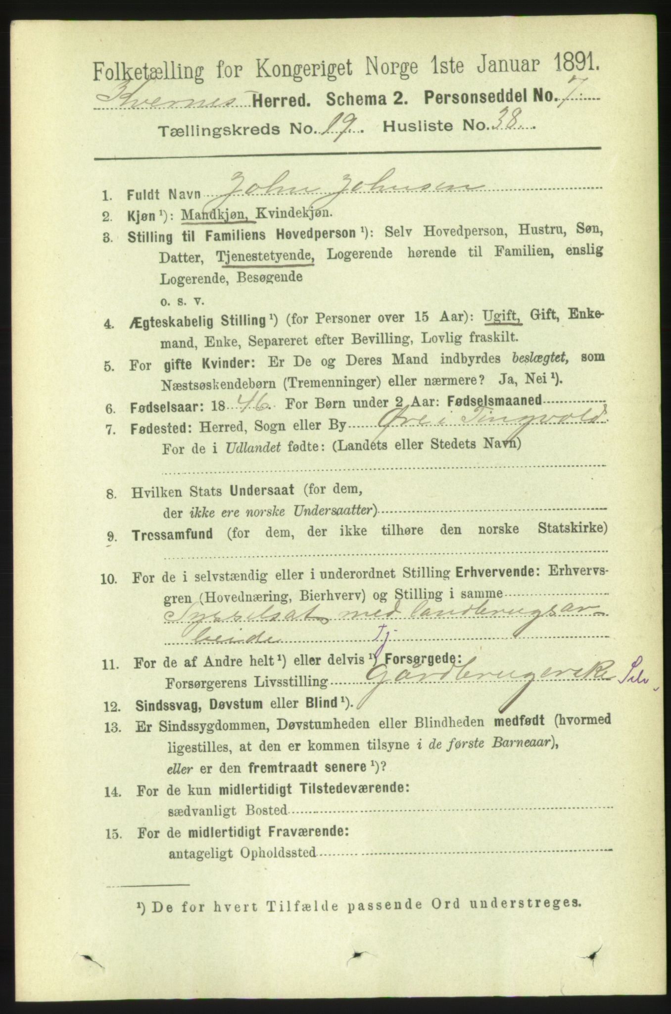 RA, 1891 census for 1553 Kvernes, 1891, p. 8712