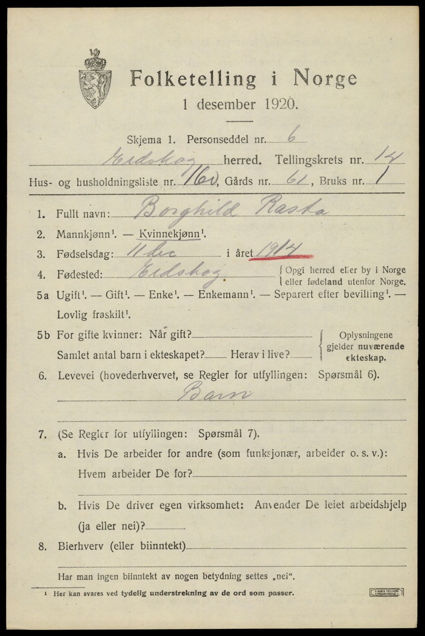 SAH, 1920 census for Eidskog, 1920, p. 15003