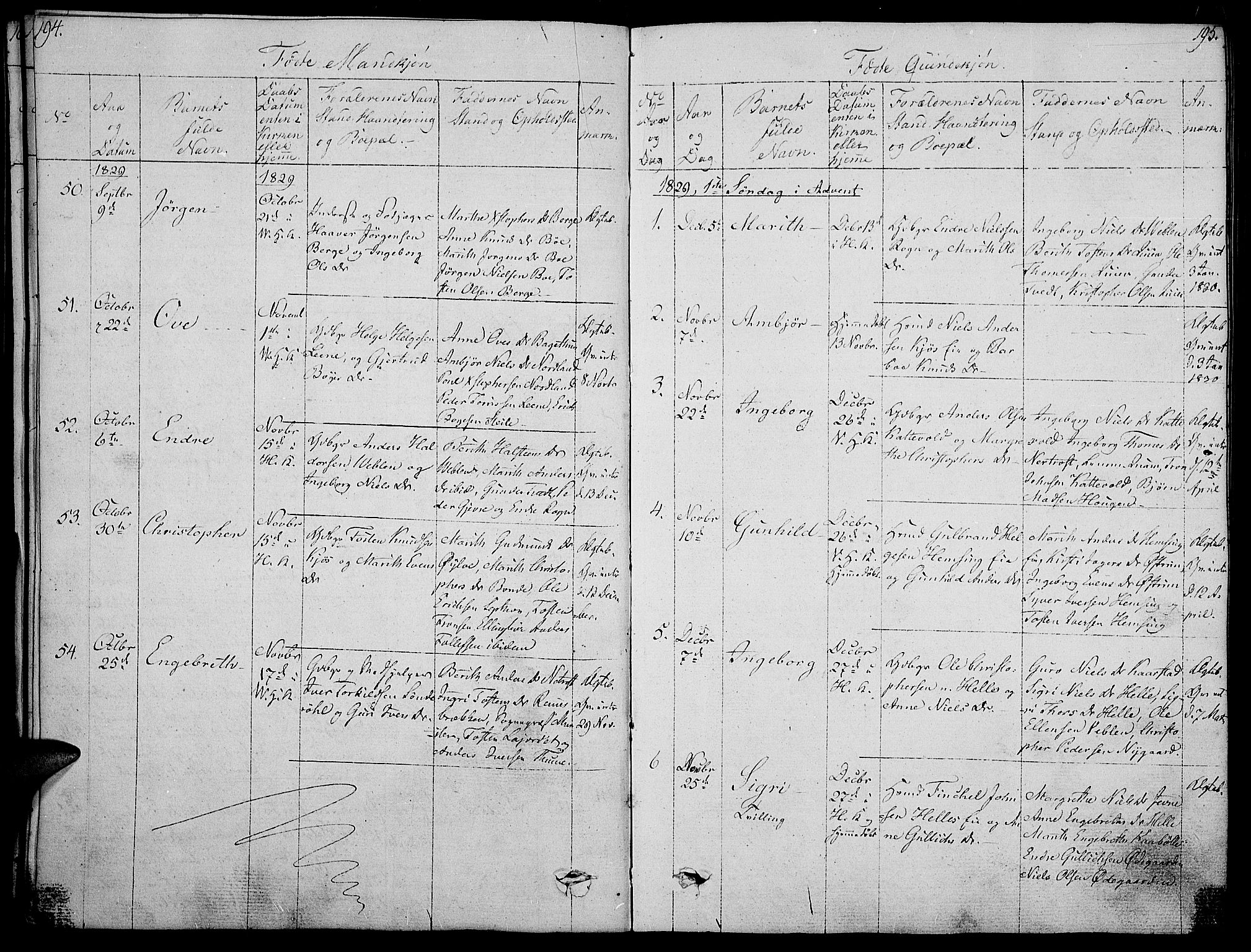 Vang prestekontor, Valdres, SAH/PREST-140/H/Ha/L0003: Parish register (official) no. 3, 1809-1831, p. 194-195