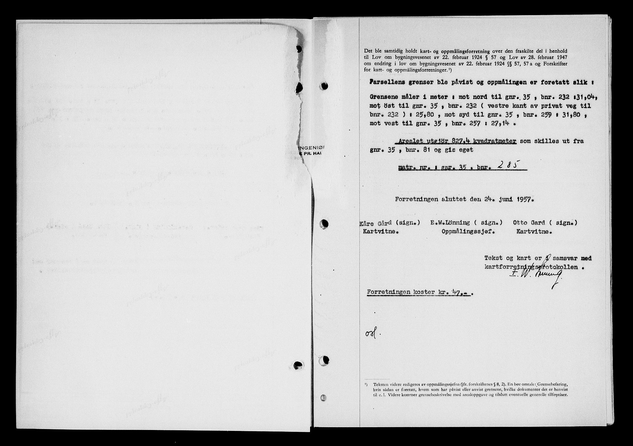 Karmsund sorenskriveri, AV/SAST-A-100311/01/II/IIB/L0125: Mortgage book no. 105A, 1957-1957, Diary no: : 2106/1957