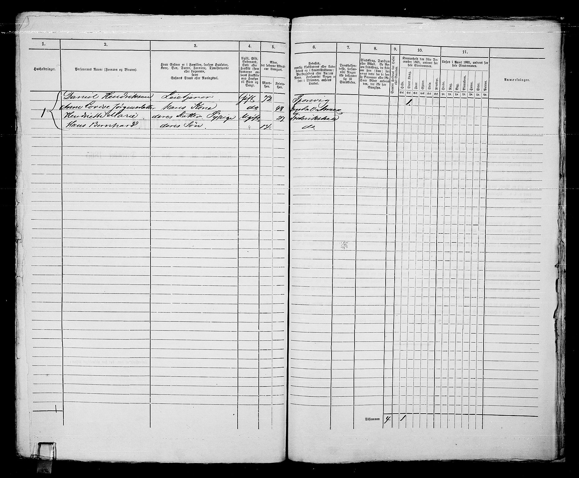 RA, 1865 census for Fredrikshald, 1865, p. 1275