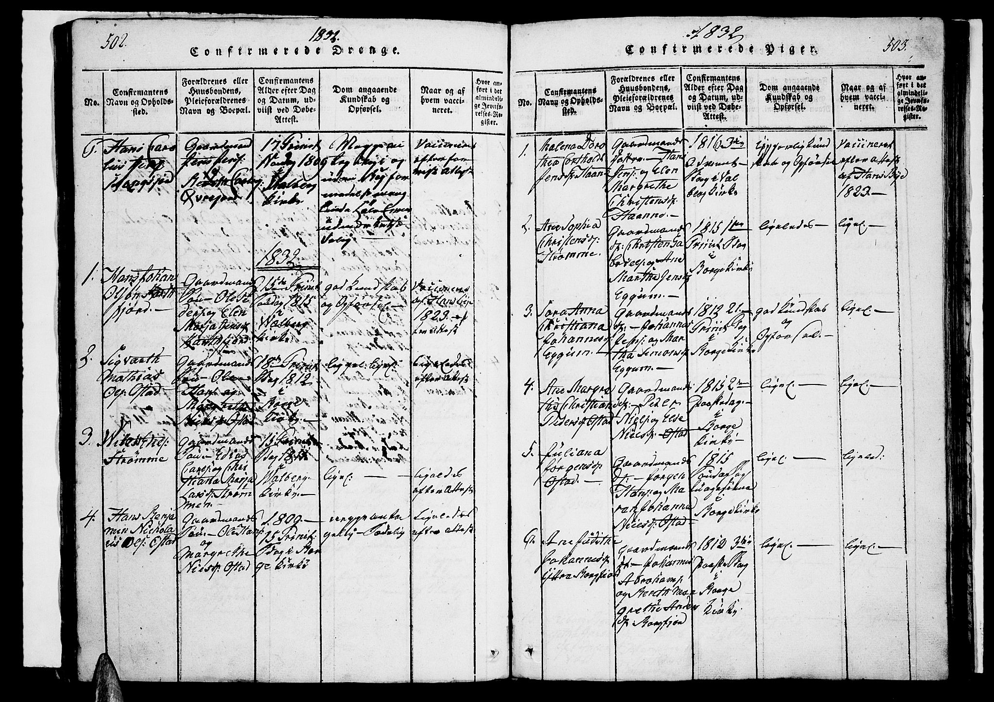 Ministerialprotokoller, klokkerbøker og fødselsregistre - Nordland, SAT/A-1459/880/L1130: Parish register (official) no. 880A04, 1821-1843, p. 502-503