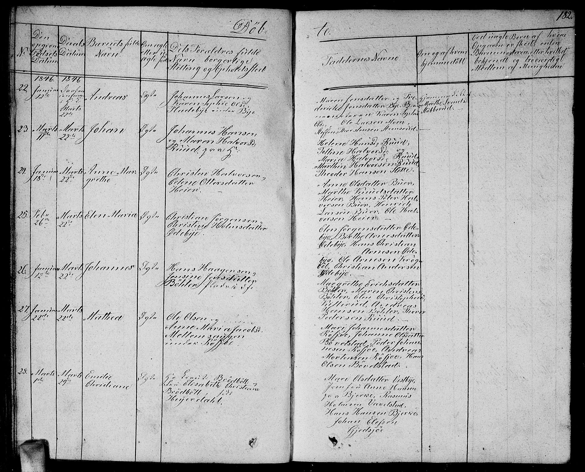 Enebakk prestekontor Kirkebøker, AV/SAO-A-10171c/G/Ga/L0003: Parish register (copy) no. I 3, 1833-1849, p. 182