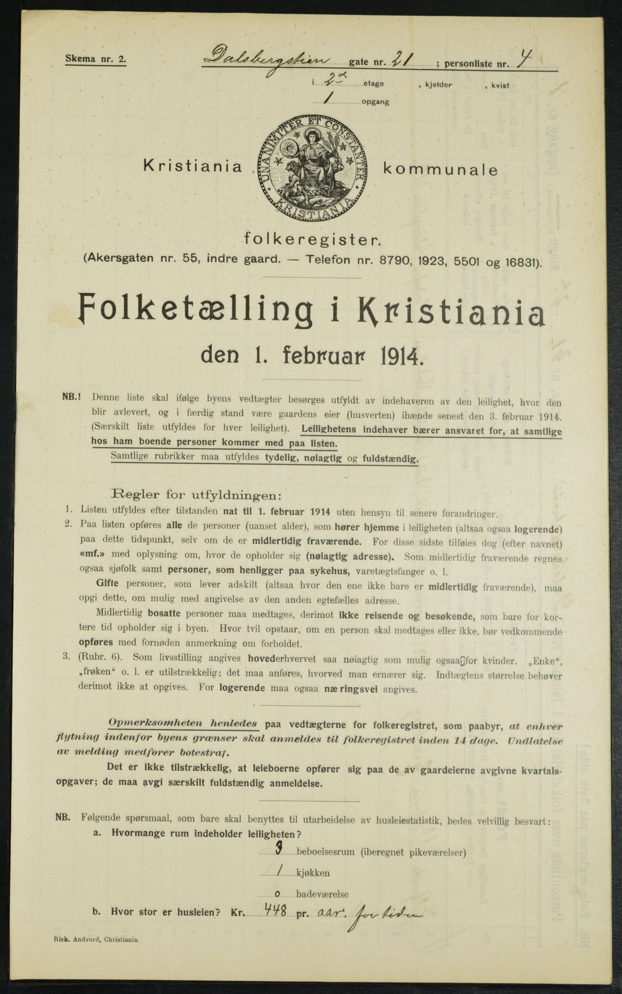 OBA, Municipal Census 1914 for Kristiania, 1914, p. 14503