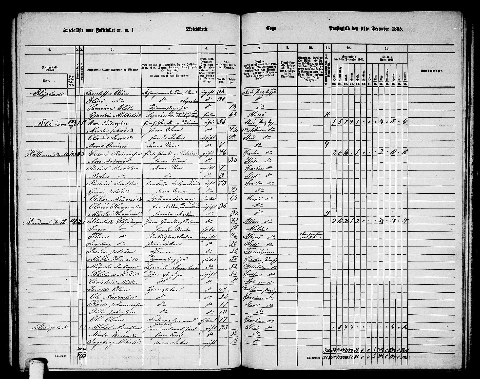 RA, 1865 census for Stod, 1865, p. 112