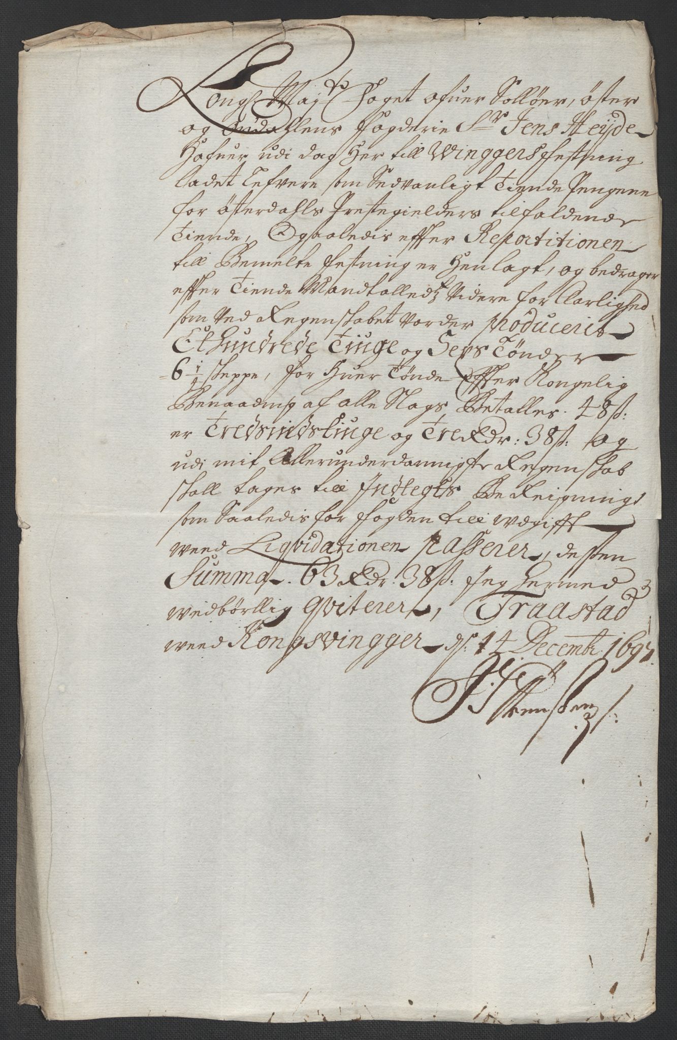 Rentekammeret inntil 1814, Reviderte regnskaper, Fogderegnskap, RA/EA-4092/R13/L0835: Fogderegnskap Solør, Odal og Østerdal, 1697, p. 242