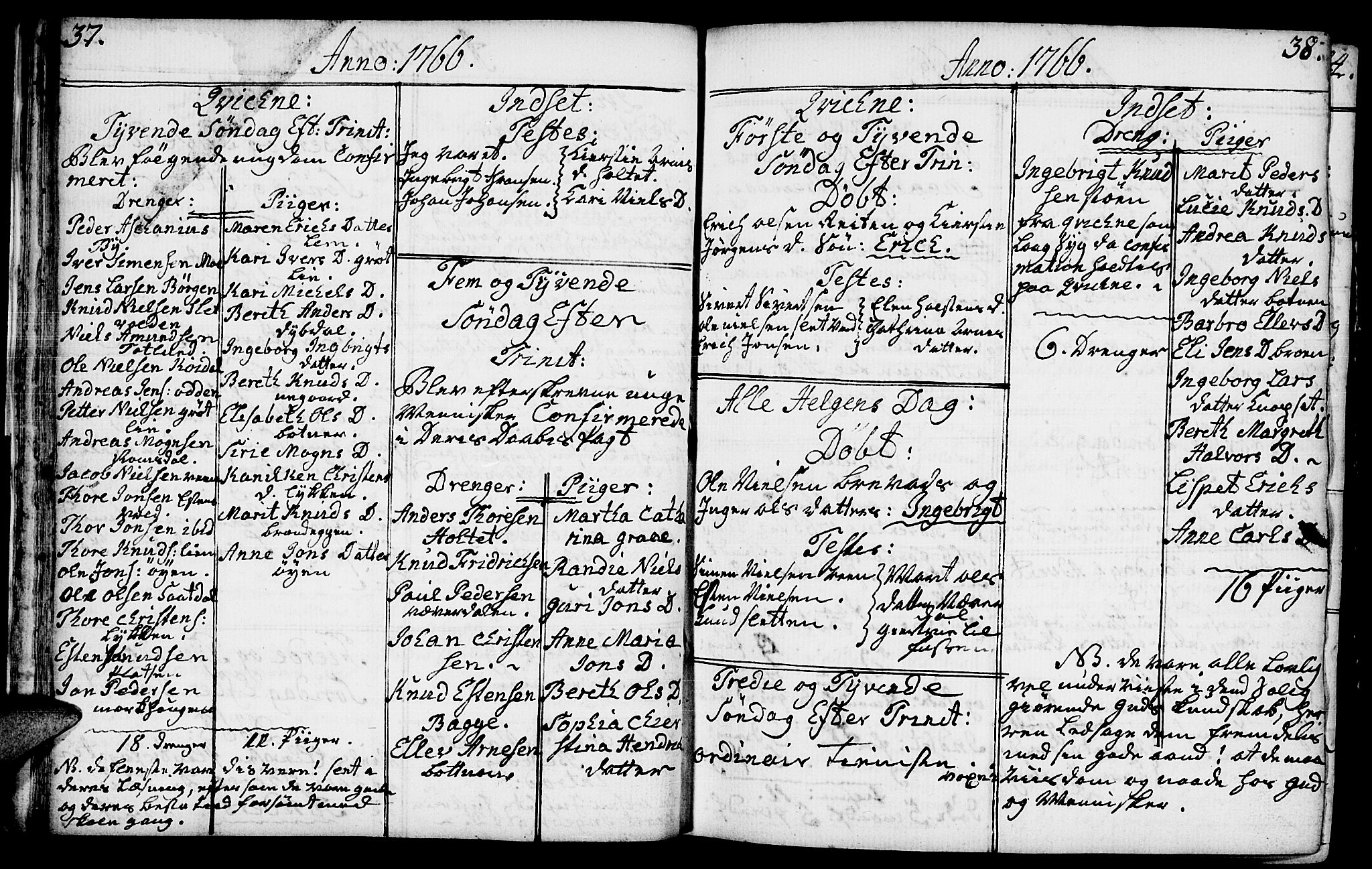 Kvikne prestekontor, SAH/PREST-064/H/Ha/Haa/L0002: Parish register (official) no. 2, 1764-1784, p. 37-38
