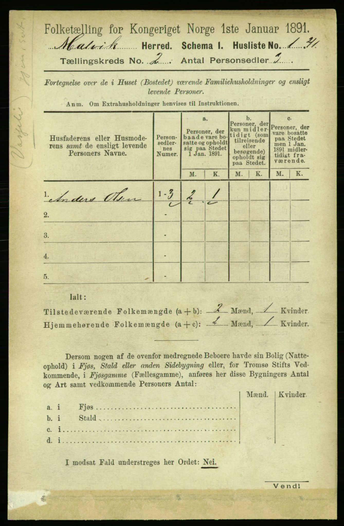 RA, 1891 census for 1663 Malvik, 1891, p. 656