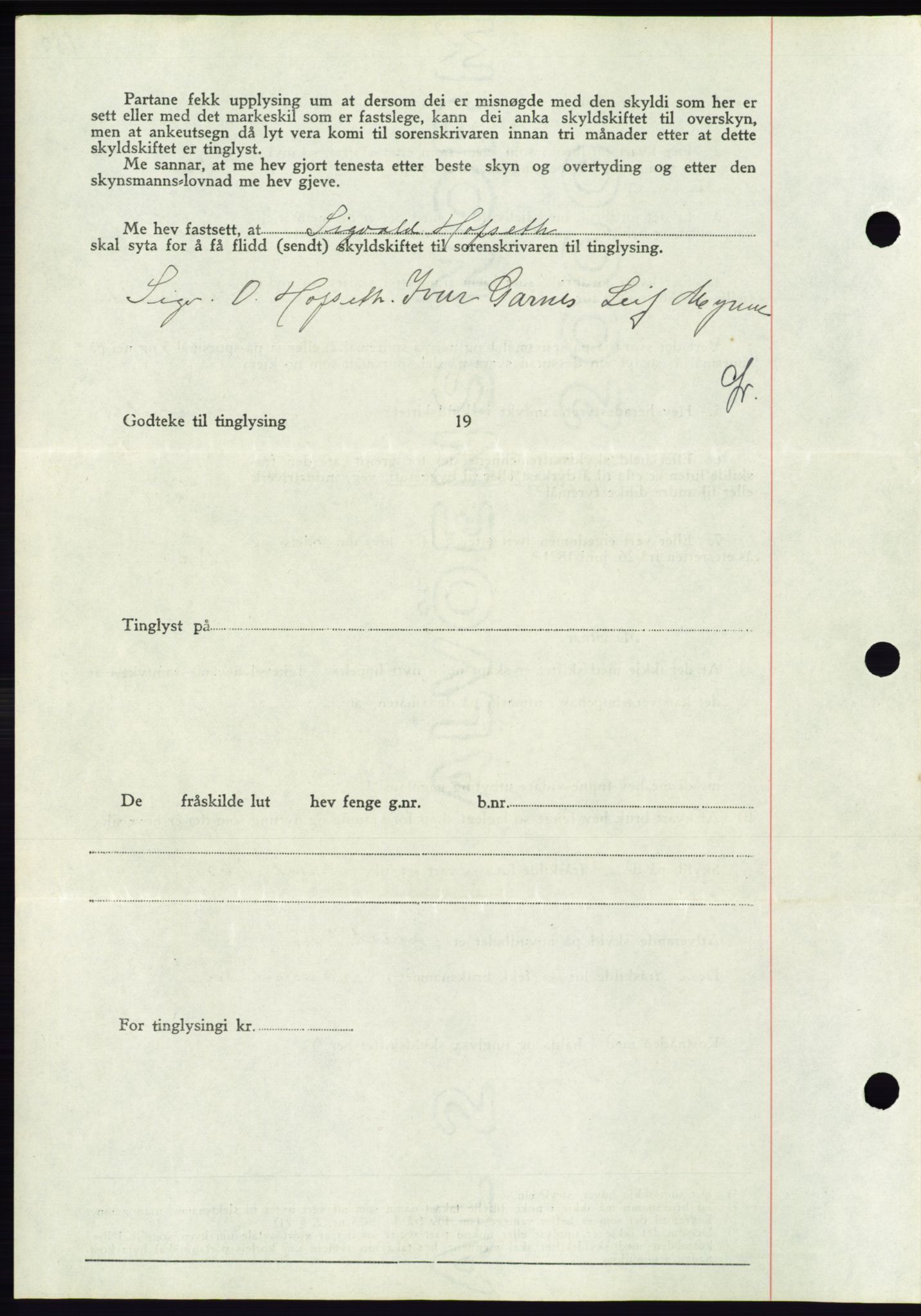 Søre Sunnmøre sorenskriveri, AV/SAT-A-4122/1/2/2C/L0071: Mortgage book no. 65, 1941-1941, Diary no: : 456/1941