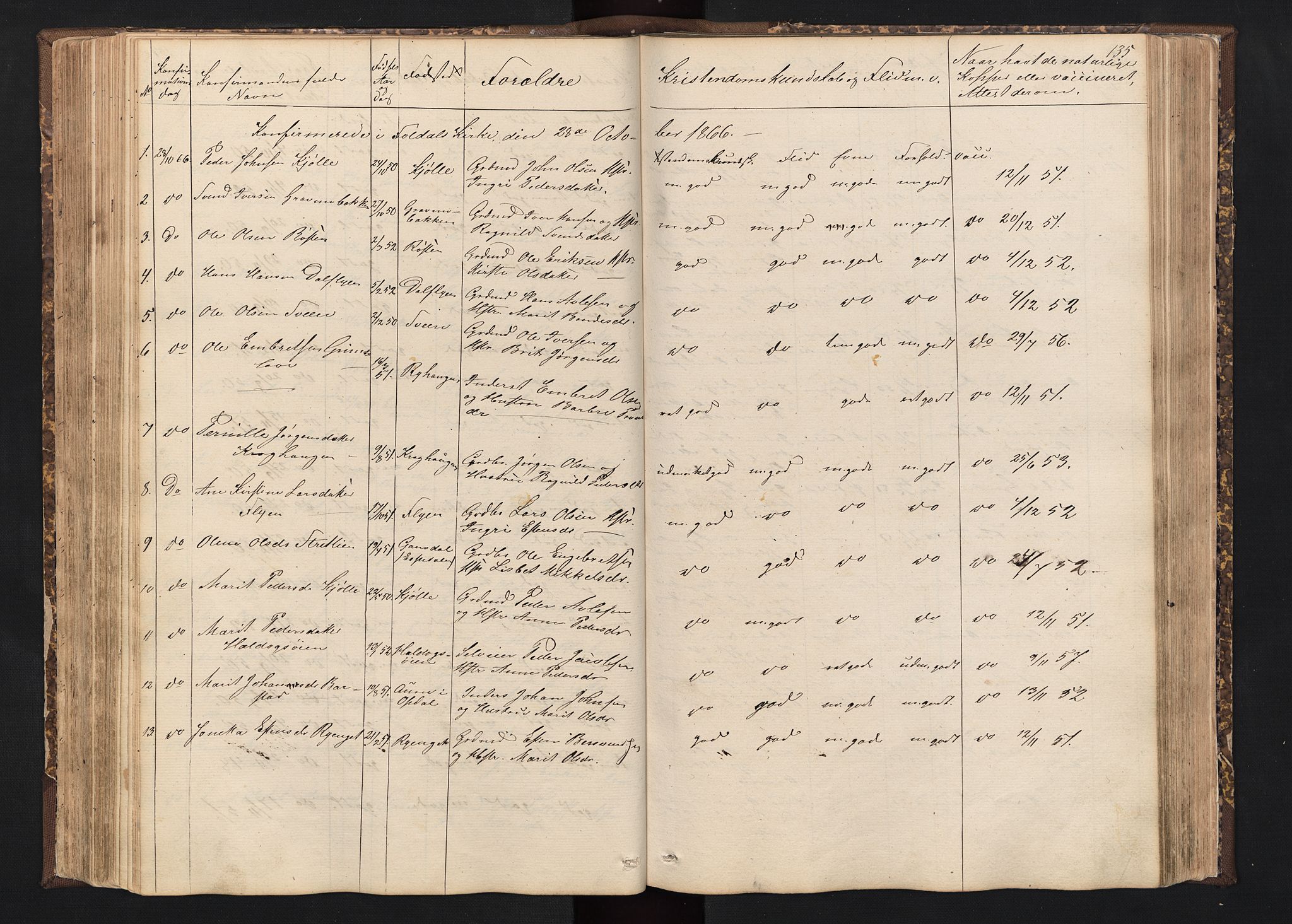 Alvdal prestekontor, SAH/PREST-060/H/Ha/Hab/L0001: Parish register (copy) no. 1, 1857-1893, p. 135