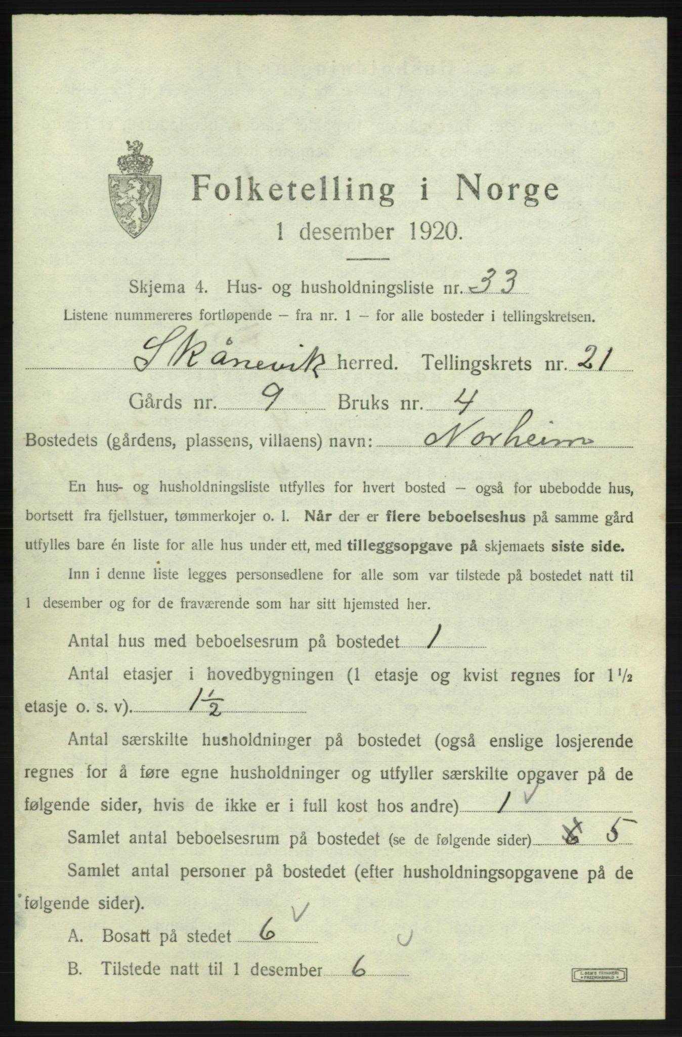 SAB, 1920 census for Skånevik, 1920, p. 2238