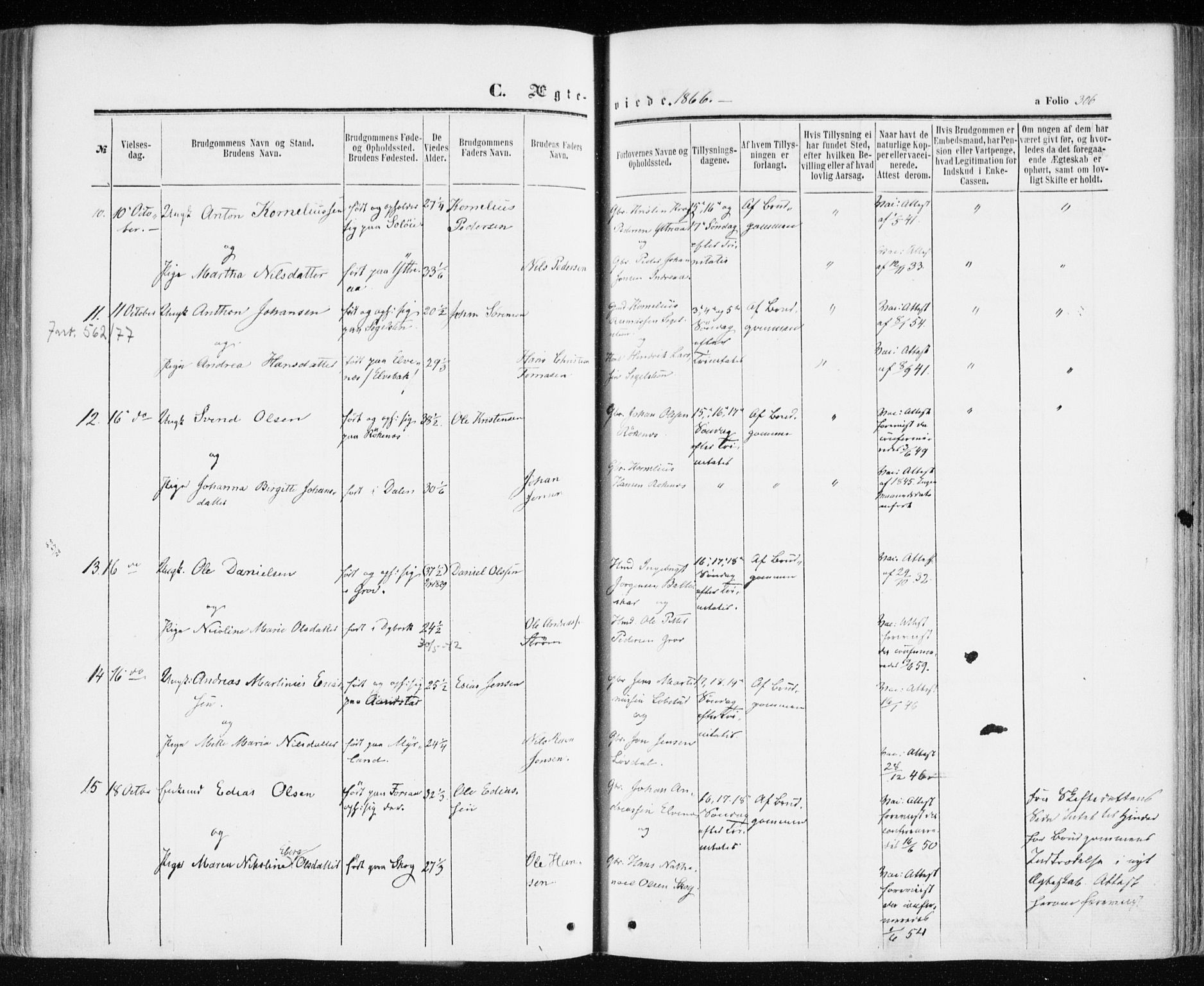 Ibestad sokneprestembete, SATØ/S-0077/H/Ha/Haa/L0009kirke: Parish register (official) no. 9, 1859-1868, p. 306