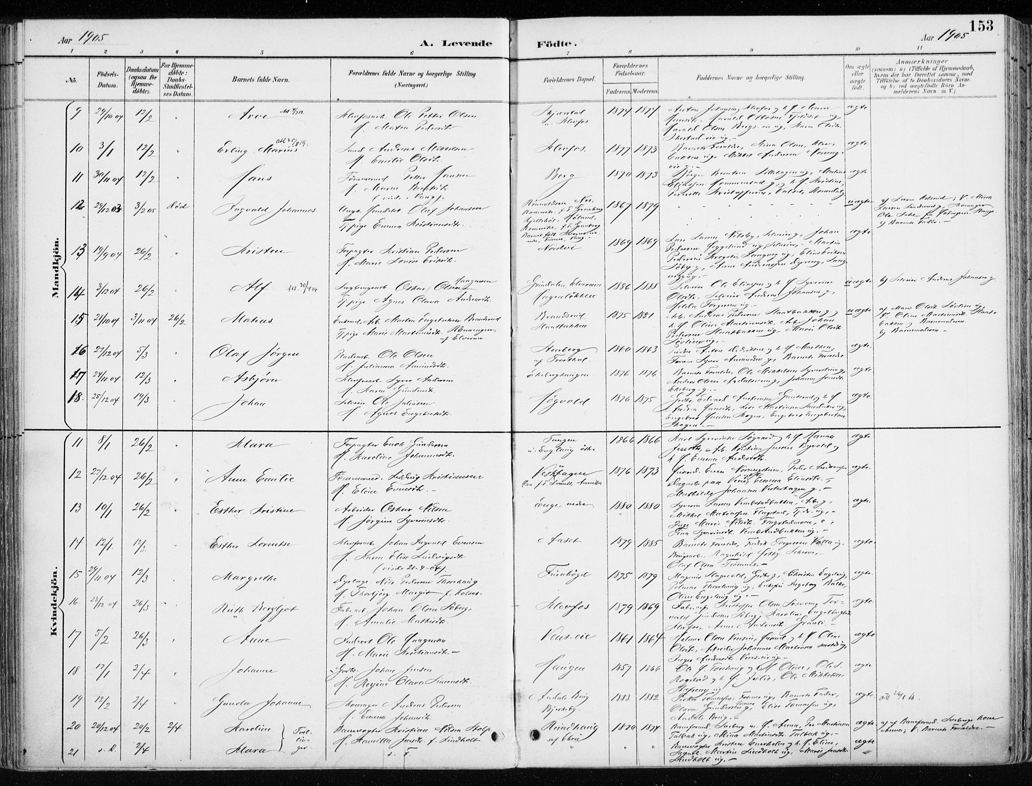 Løten prestekontor, AV/SAH-PREST-022/K/Ka/L0010: Parish register (official) no. 10, 1892-1907, p. 153