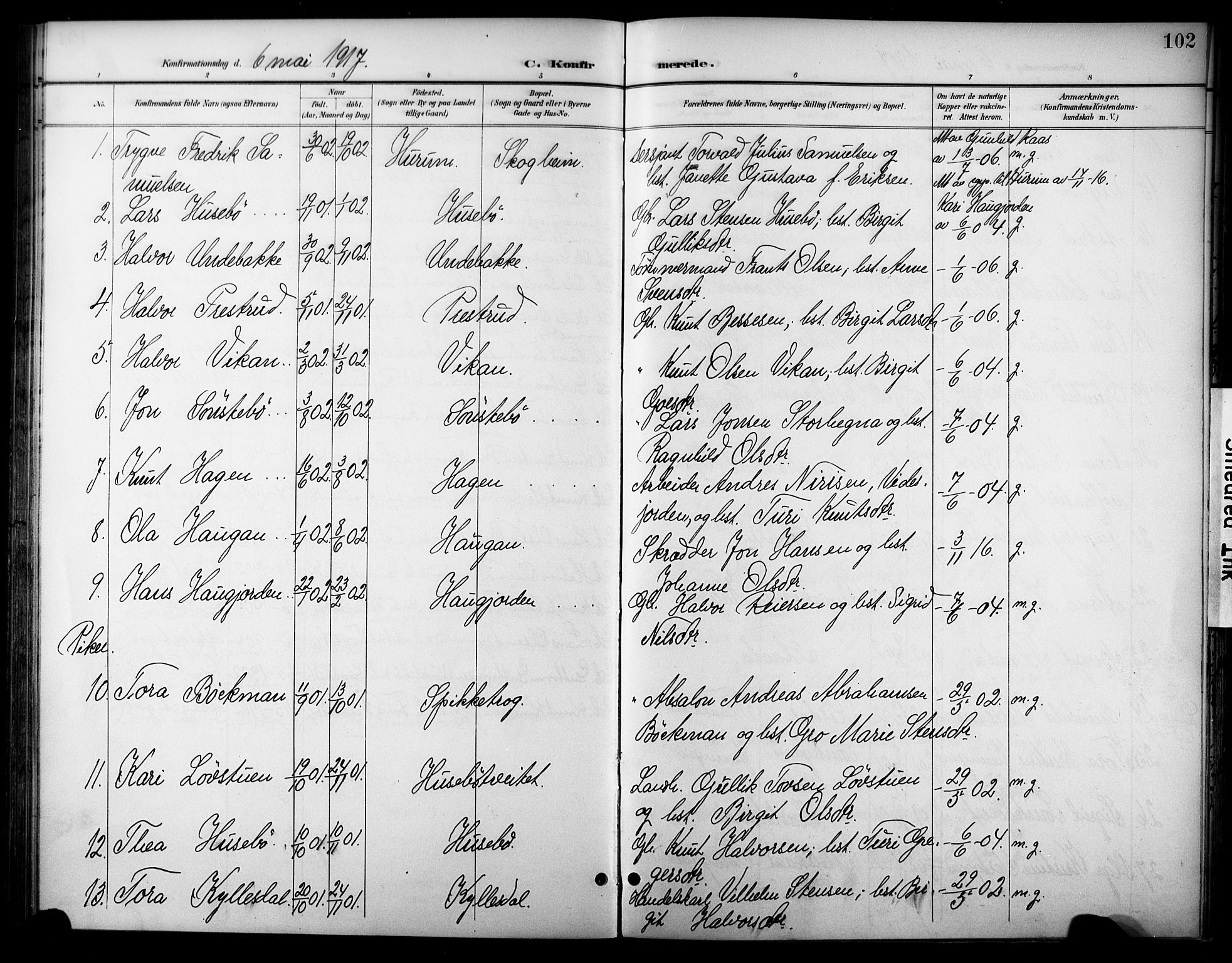 Nore kirkebøker, SAKO/A-238/F/Fc/L0005: Parish register (official) no. III 5, 1898-1922, p. 102