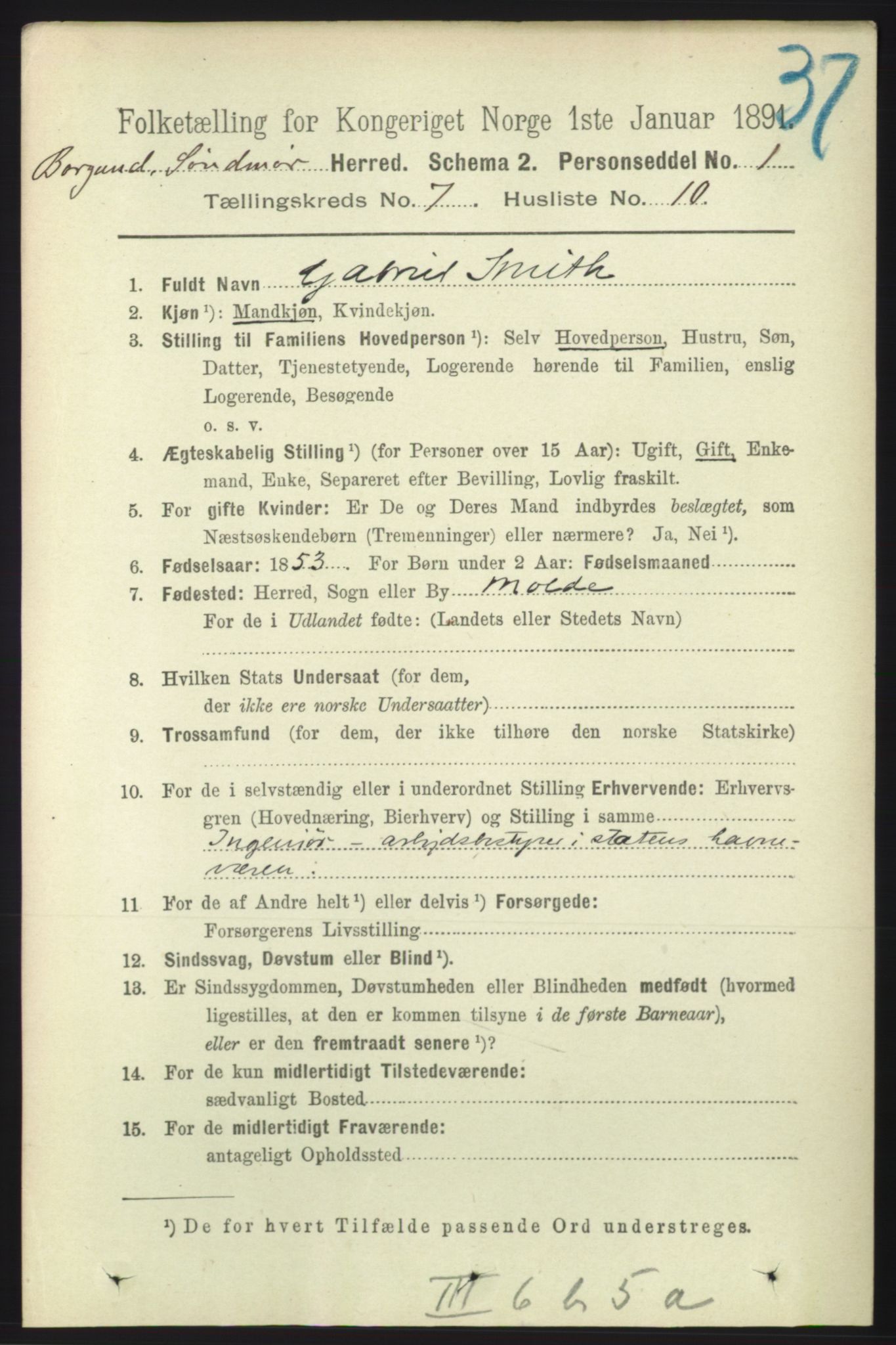 RA, 1891 census for 1531 Borgund, 1891, p. 1920