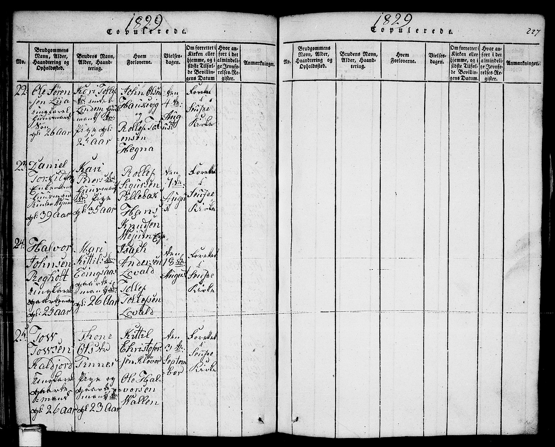 Sauherad kirkebøker, AV/SAKO-A-298/F/Fa/L0005: Parish register (official) no. I 5, 1815-1829, p. 227