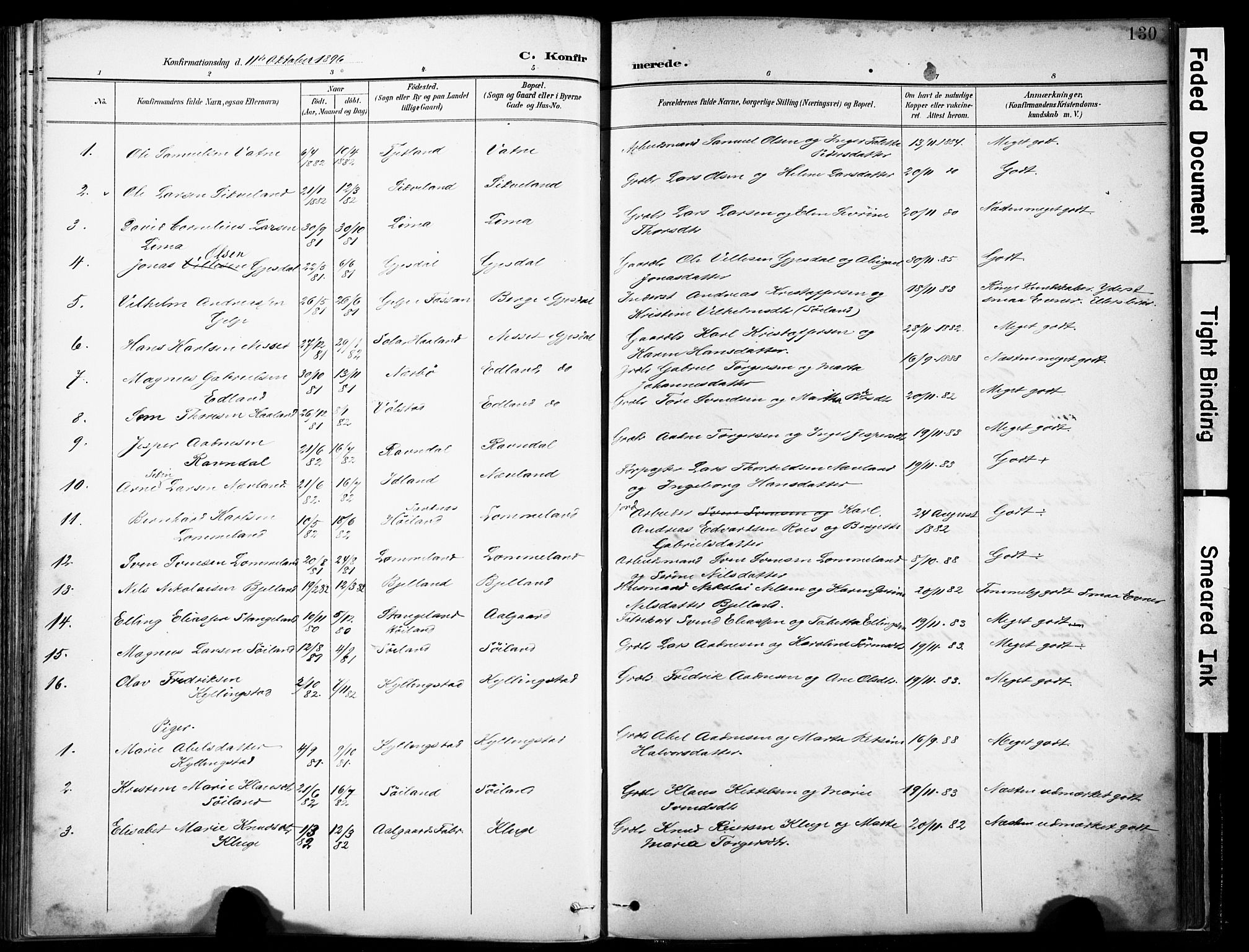 Lye sokneprestkontor, AV/SAST-A-101794/001/30BA/L0012: Parish register (official) no. A 11, 1896-1909, p. 130