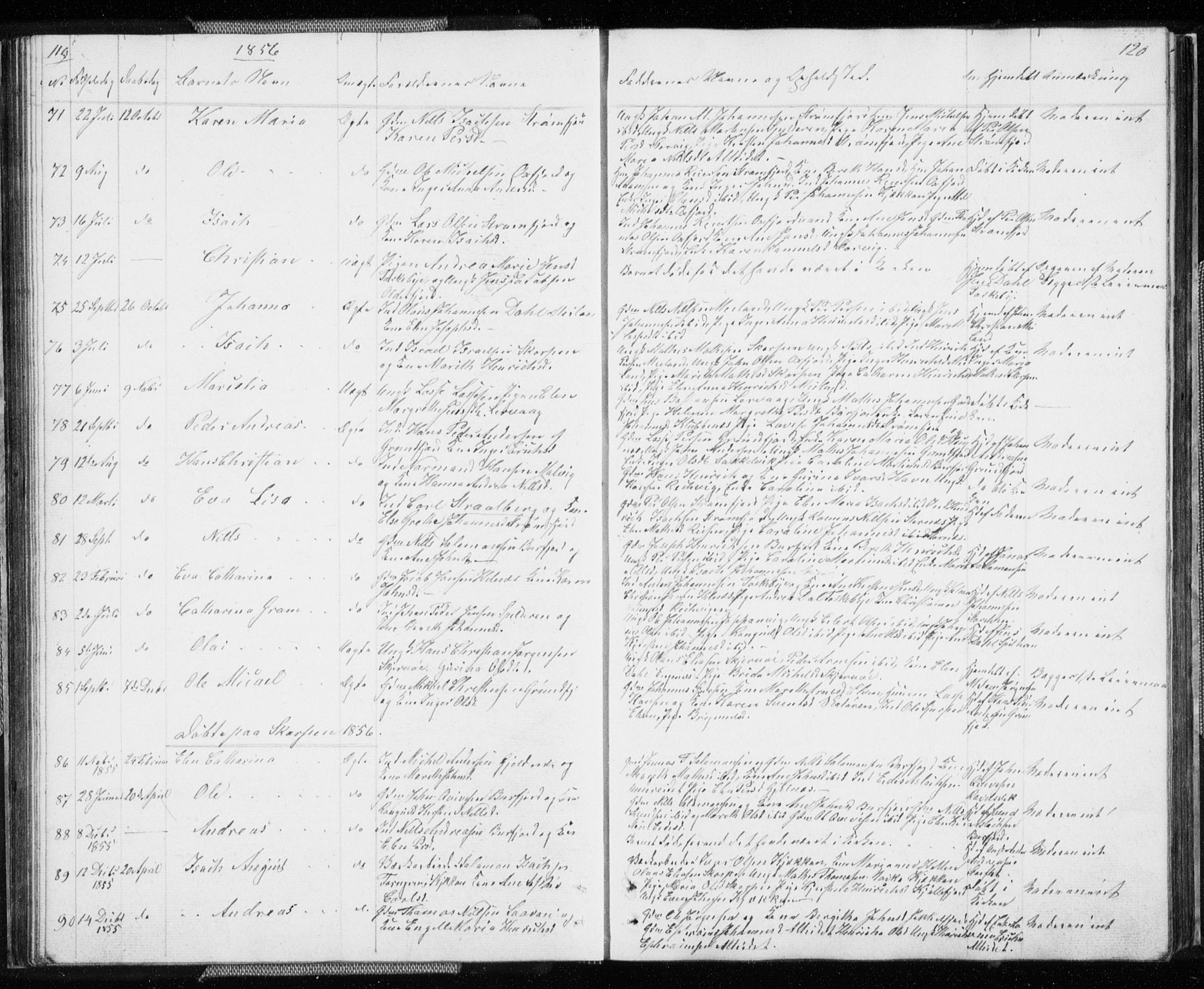 Skjervøy sokneprestkontor, SATØ/S-1300/H/Ha/Hab/L0003klokker: Parish register (copy) no. 3, 1849-1861, p. 119-120