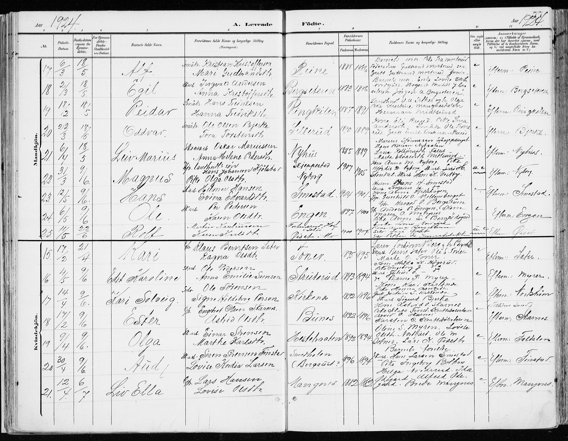 Nord-Odal prestekontor, AV/SAH-PREST-032/H/Ha/Haa/L0009: Parish register (official) no. 9, 1902-1926, p. 77