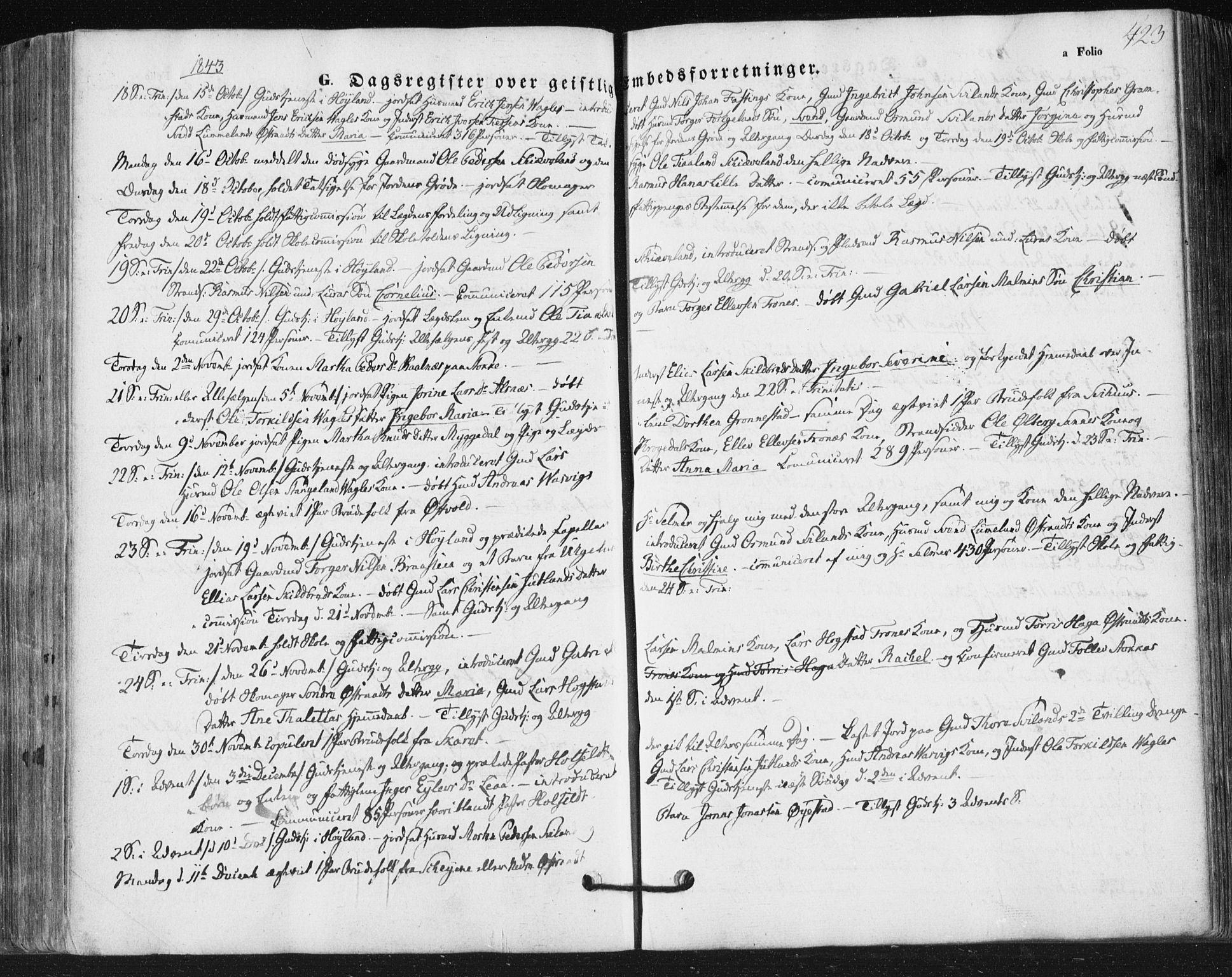 Høyland sokneprestkontor, SAST/A-101799/001/30BA/L0008: Parish register (official) no. A 8, 1841-1856, p. 423