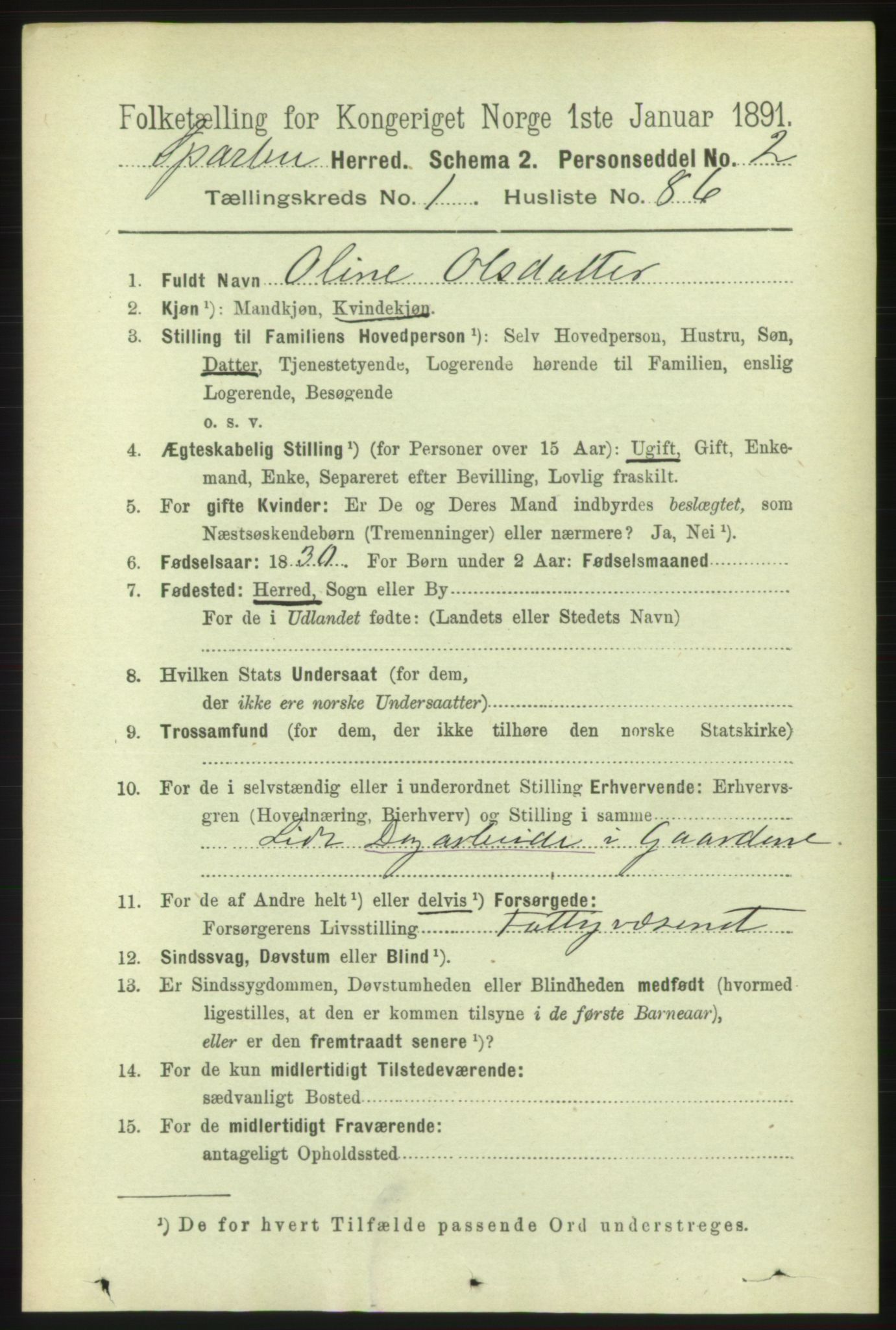 RA, 1891 census for 1731 Sparbu, 1891, p. 627