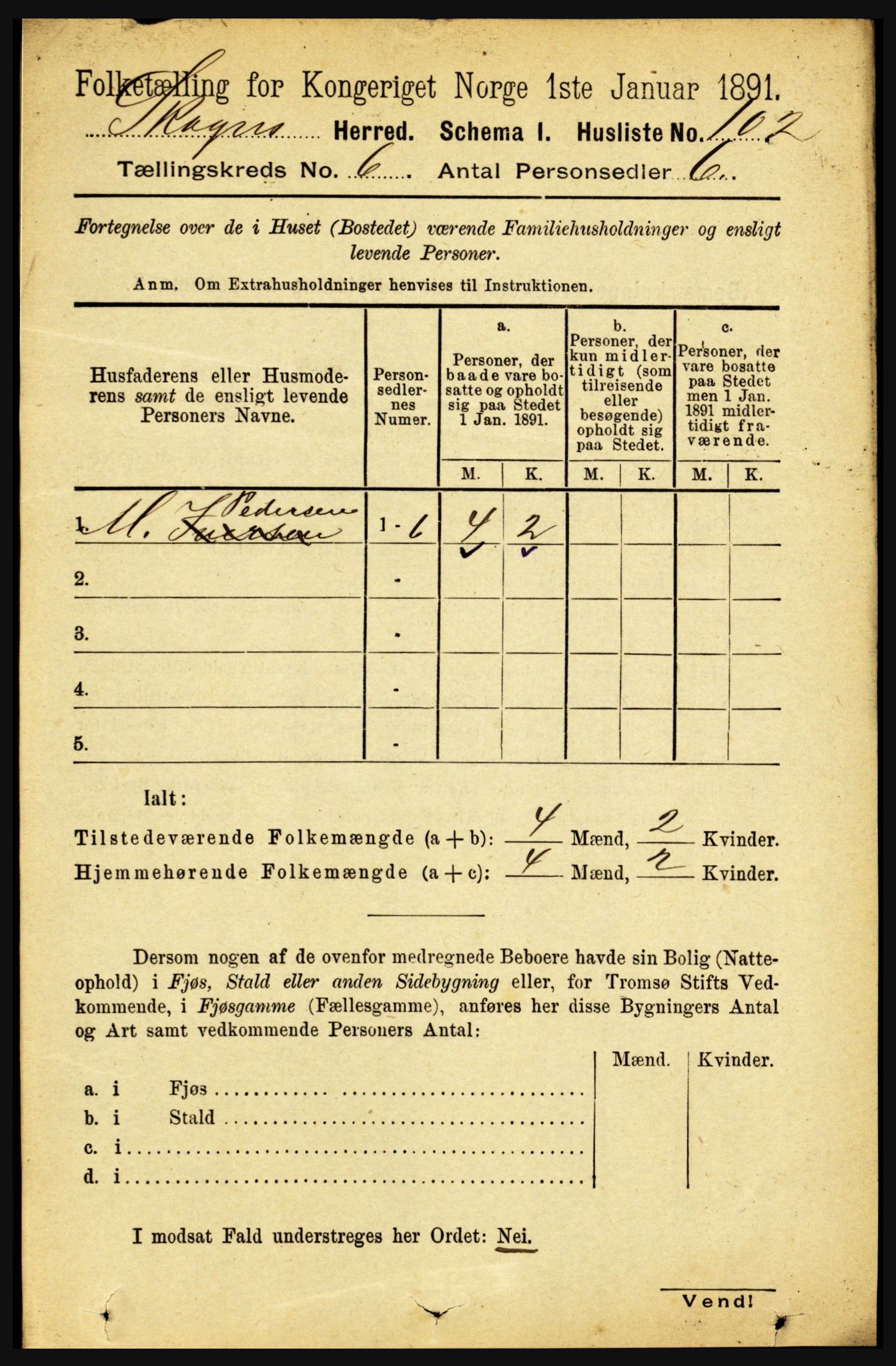 RA, 1891 census for 1719 Skogn, 1891, p. 3450