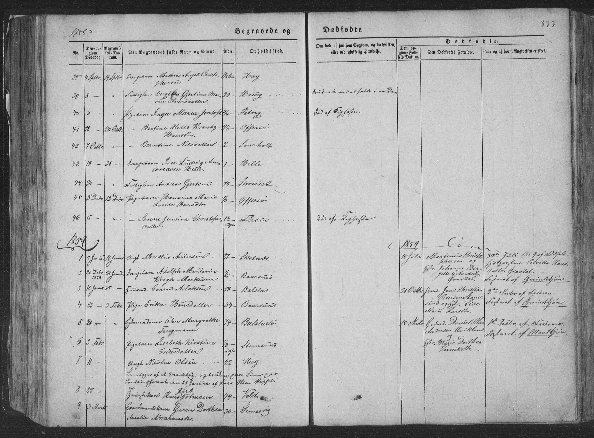 Ministerialprotokoller, klokkerbøker og fødselsregistre - Nordland, AV/SAT-A-1459/881/L1165: Parish register (copy) no. 881C02, 1854-1876, p. 333