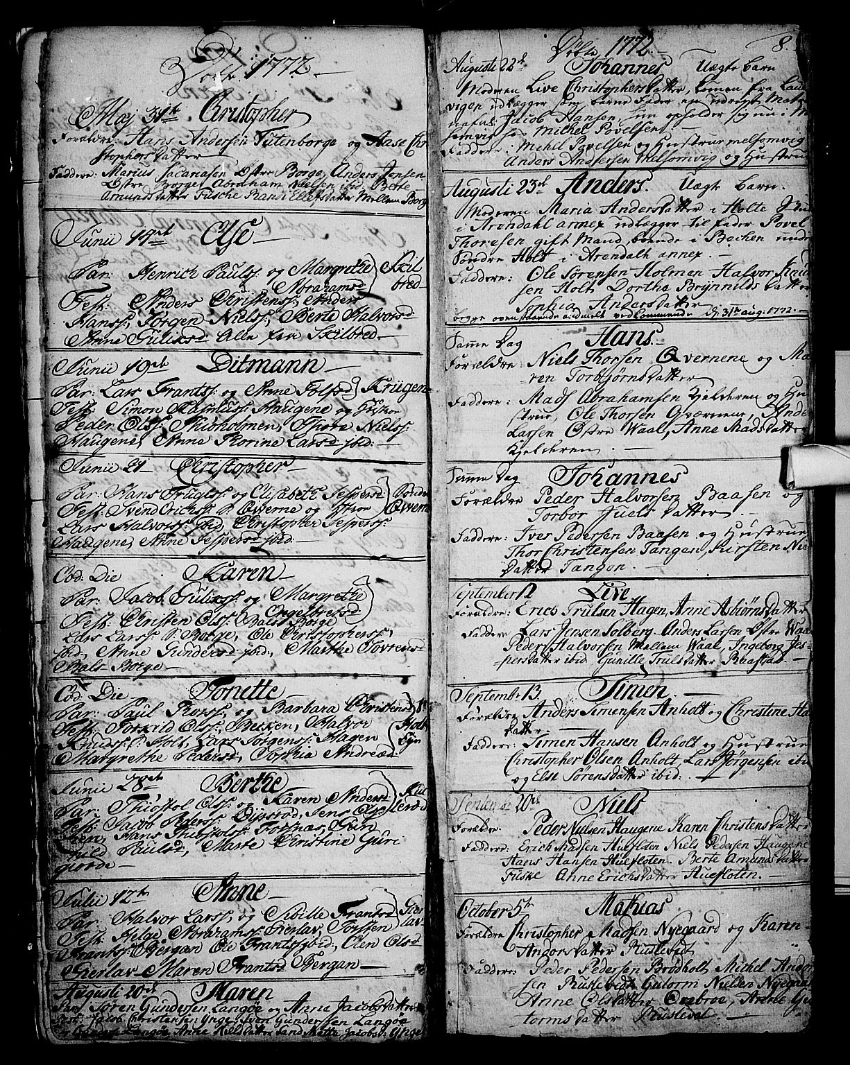 Stokke kirkebøker, AV/SAKO-A-320/F/Fa/L0003: Parish register (official) no. I 3, 1771-1803, p. 8