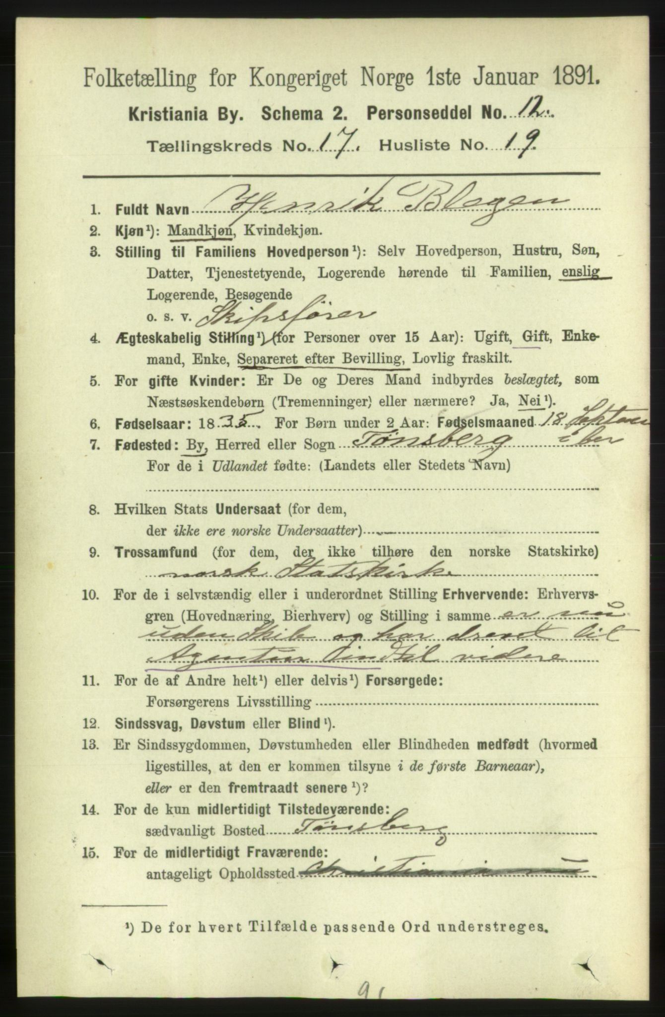 RA, 1891 census for 0301 Kristiania, 1891, p. 8519