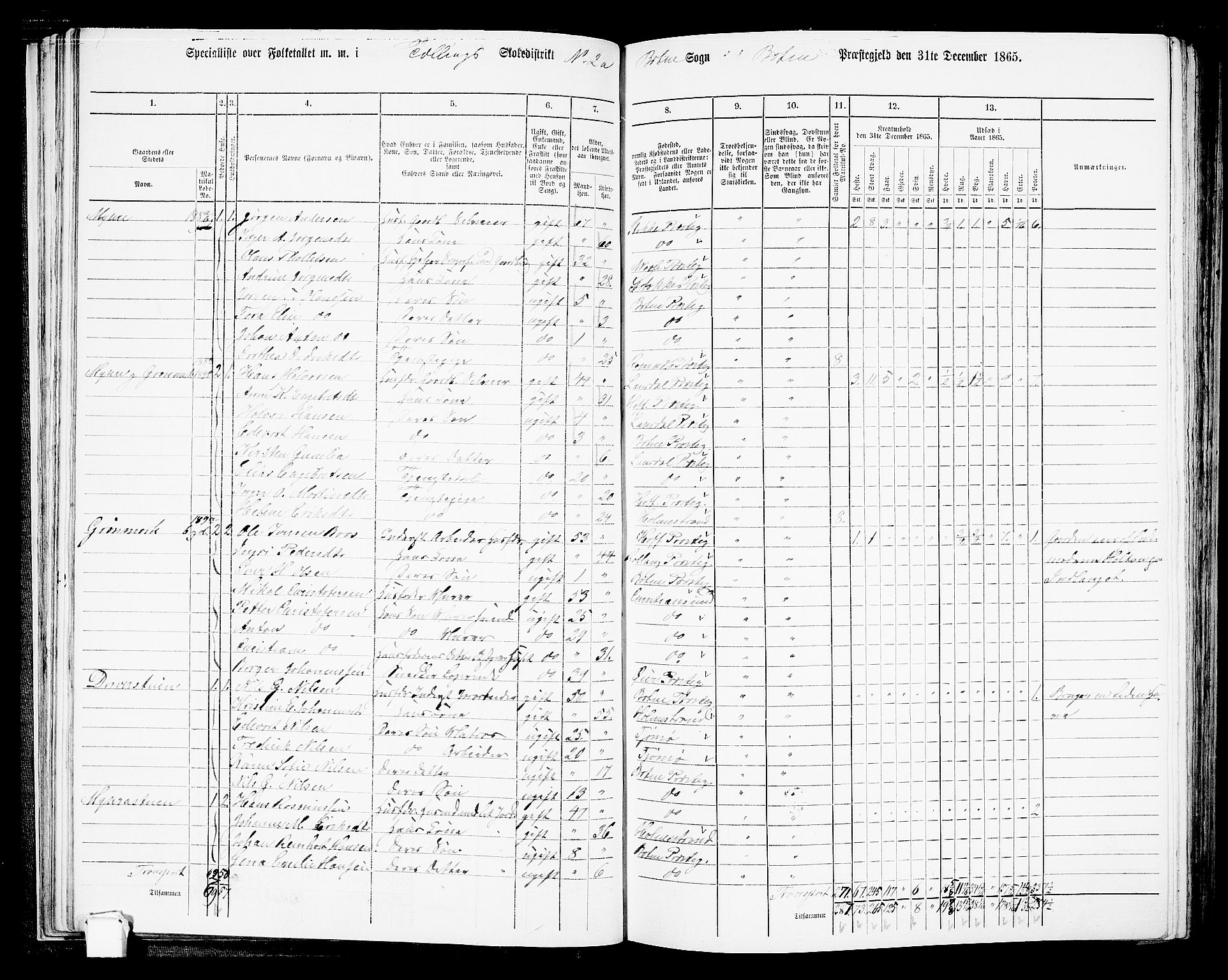 RA, 1865 census for Botne/Botne og Hillestad, 1865, p. 42