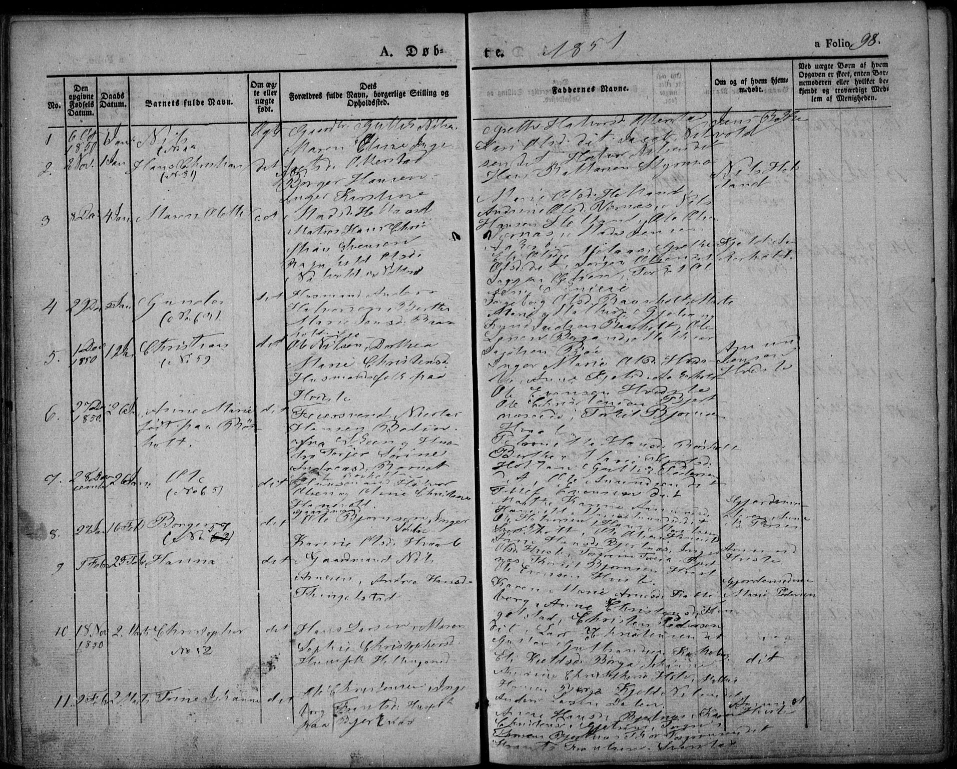 Lardal kirkebøker, SAKO/A-350/F/Fa/L0006: Parish register (official) no. I 6, 1835-1860, p. 98