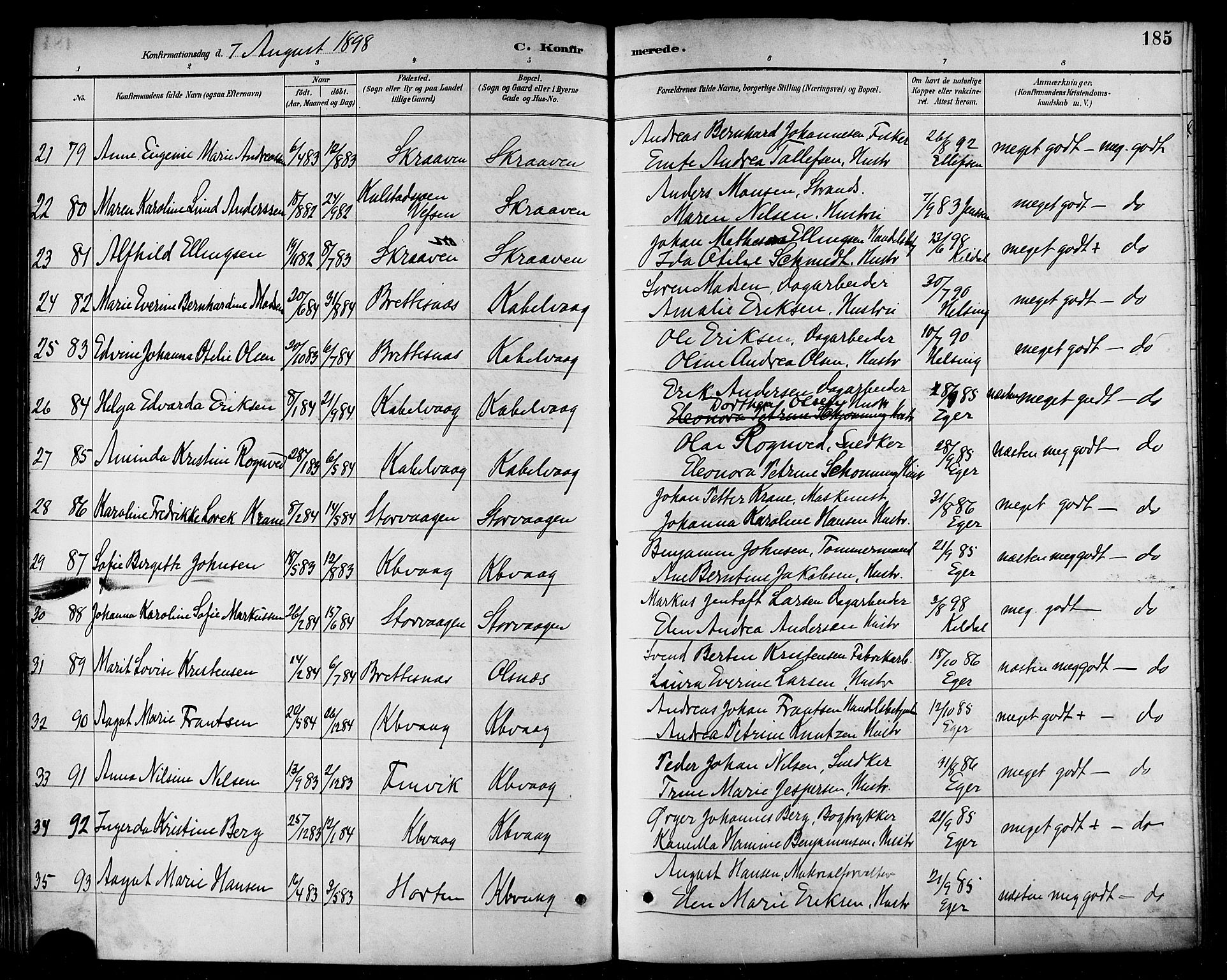 Ministerialprotokoller, klokkerbøker og fødselsregistre - Nordland, SAT/A-1459/874/L1060: Parish register (official) no. 874A04, 1890-1899, p. 185