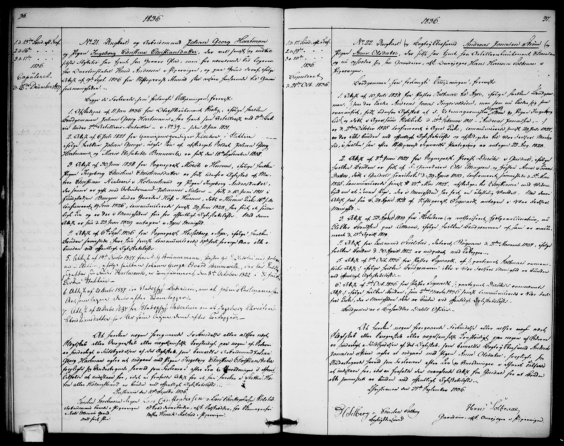 Garnisonsmenigheten Kirkebøker, SAO/A-10846/H/Ha/L0003: Banns register no. I 3, 1835-1840, p. 36-37