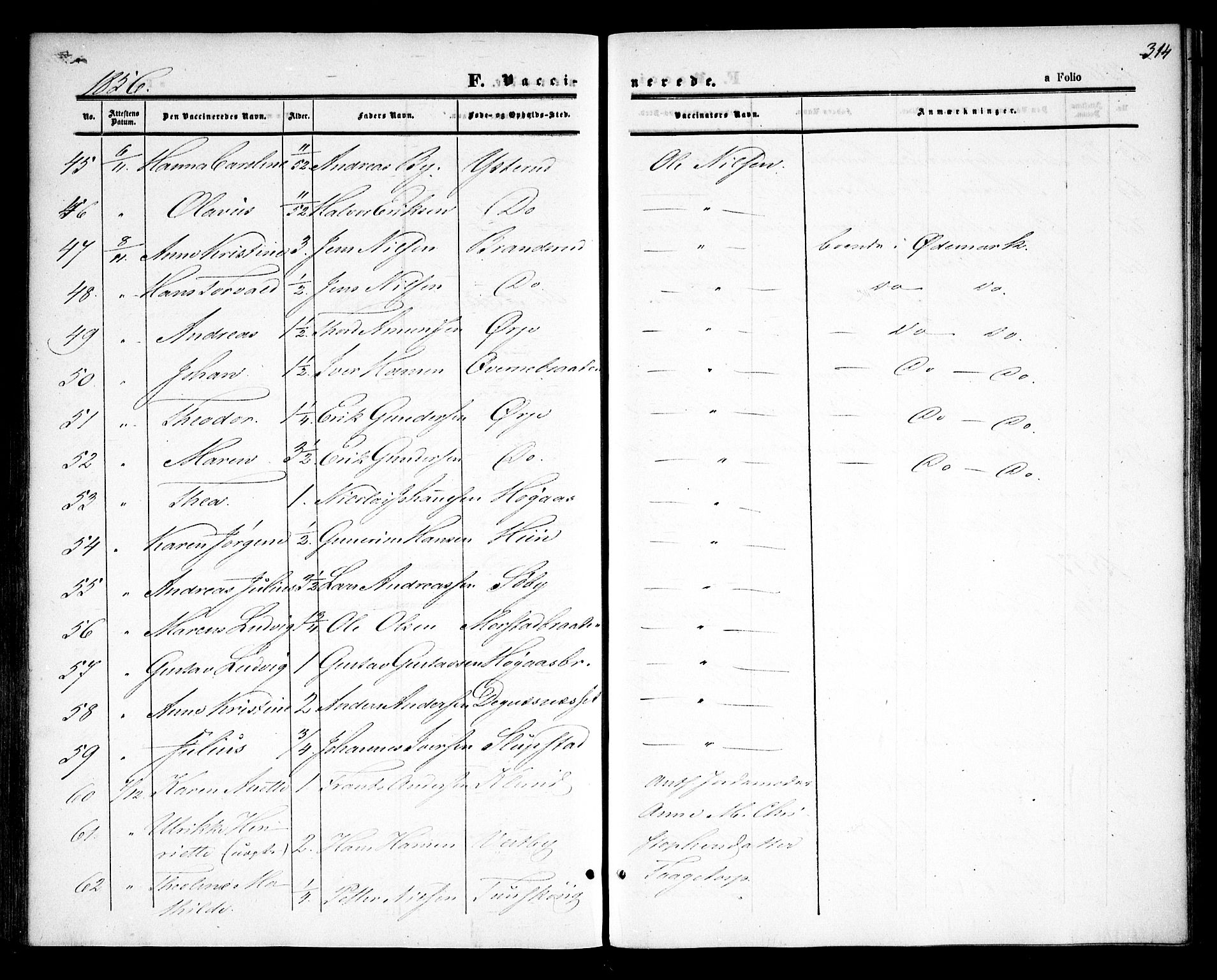 Rødenes prestekontor Kirkebøker, AV/SAO-A-2005/F/Fa/L0006: Parish register (official) no. I 6, 1850-1859, p. 314