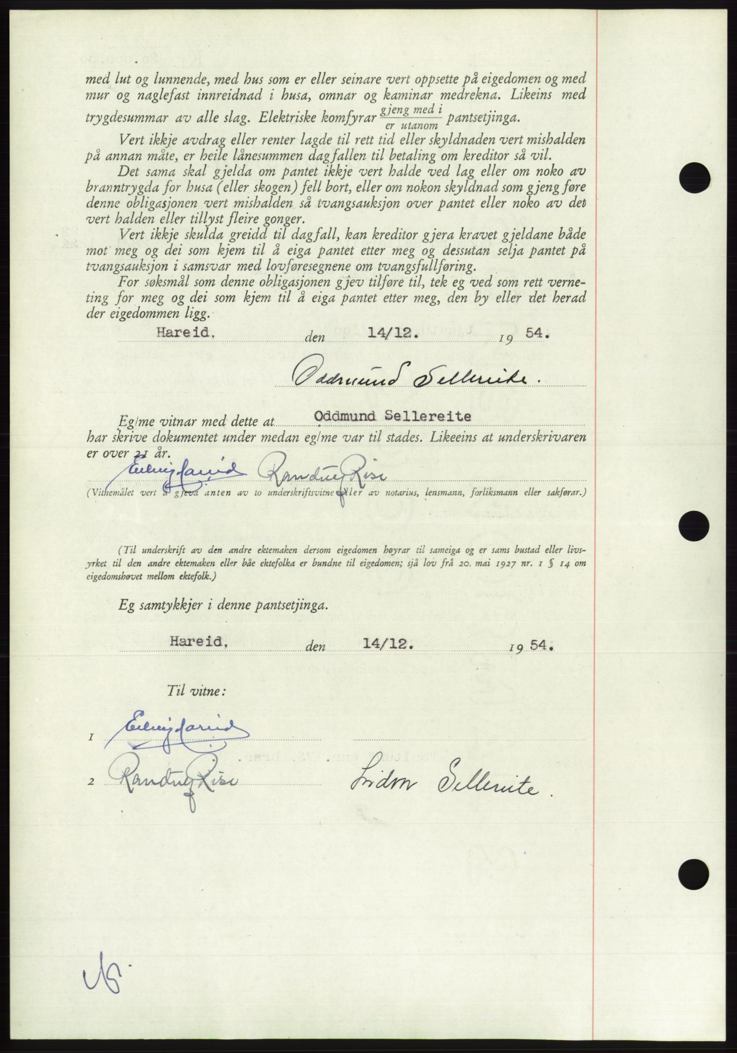 Søre Sunnmøre sorenskriveri, AV/SAT-A-4122/1/2/2C/L0126: Mortgage book no. 14B, 1954-1955, Diary no: : 3349/1954