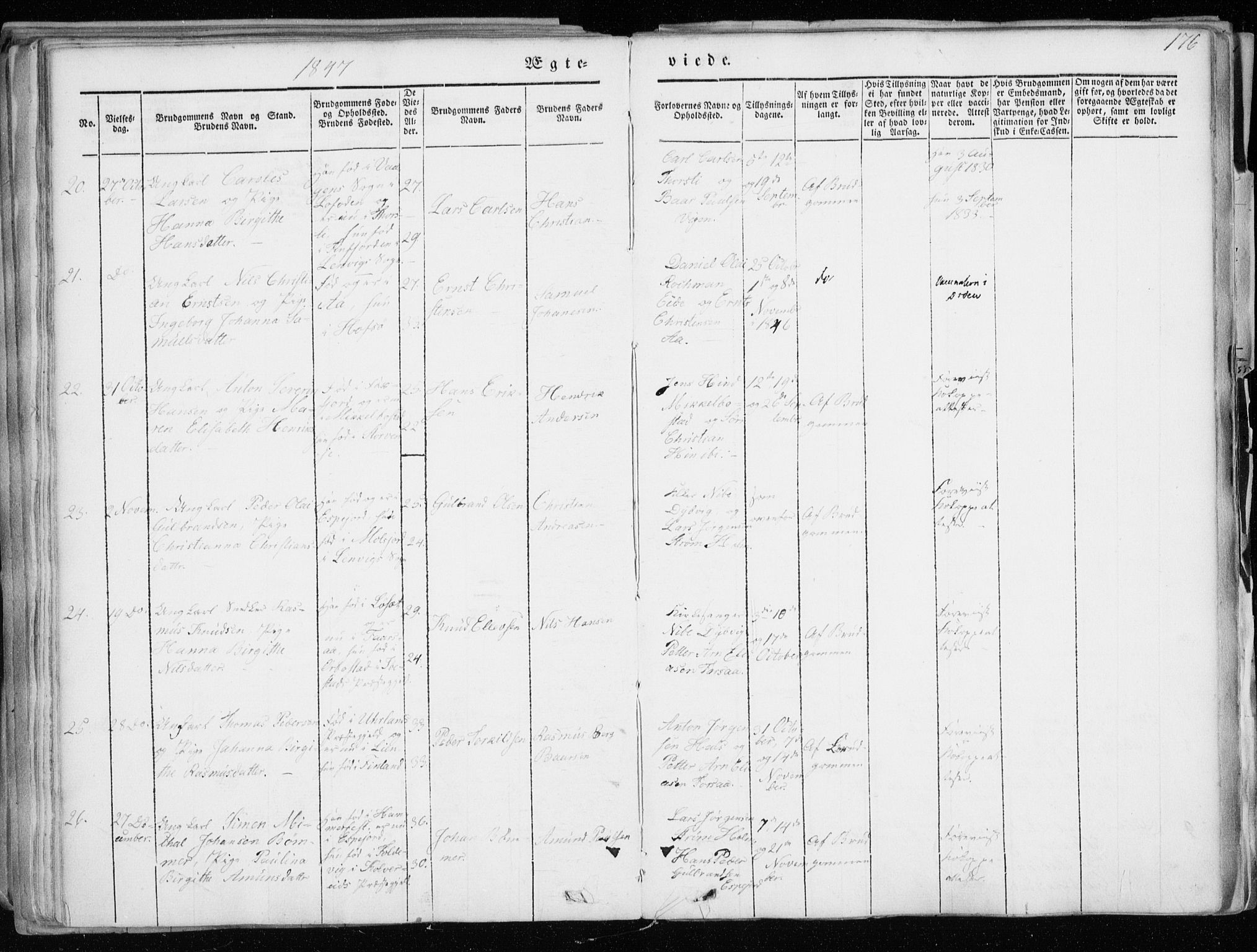 Tranøy sokneprestkontor, AV/SATØ-S-1313/I/Ia/Iaa/L0006kirke: Parish register (official) no. 6, 1844-1855, p. 176