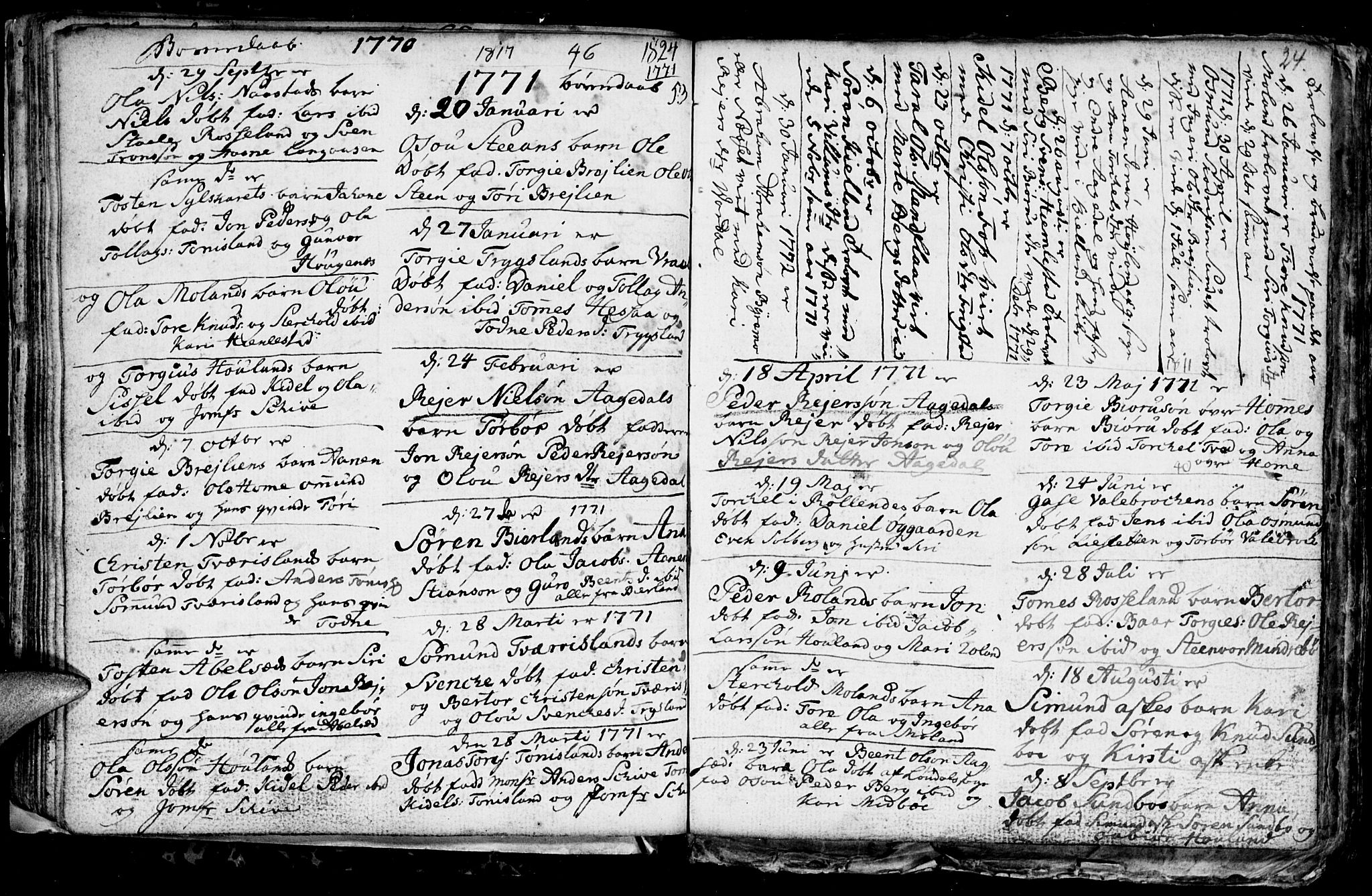 Bjelland sokneprestkontor, AV/SAK-1111-0005/F/Fb/Fba/L0002: Parish register (copy) no. B 2, 1753-1792, p. 24