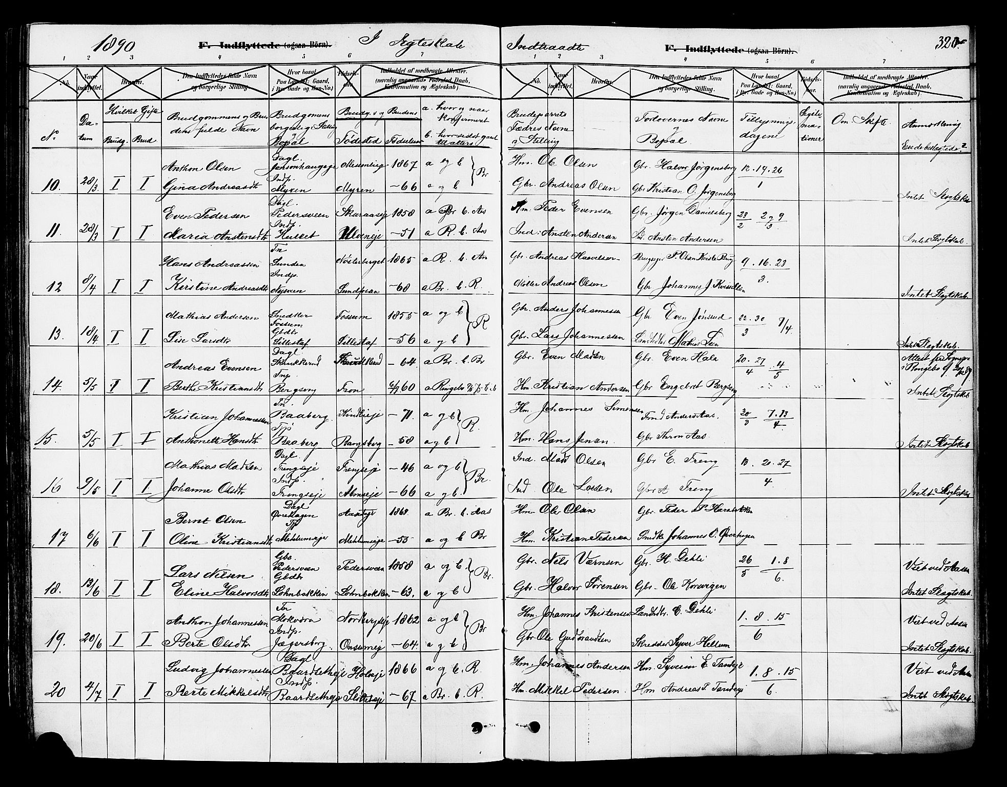 Ringsaker prestekontor, AV/SAH-PREST-014/K/Ka/L0012: Parish register (official) no. 12, 1879-1890, p. 320