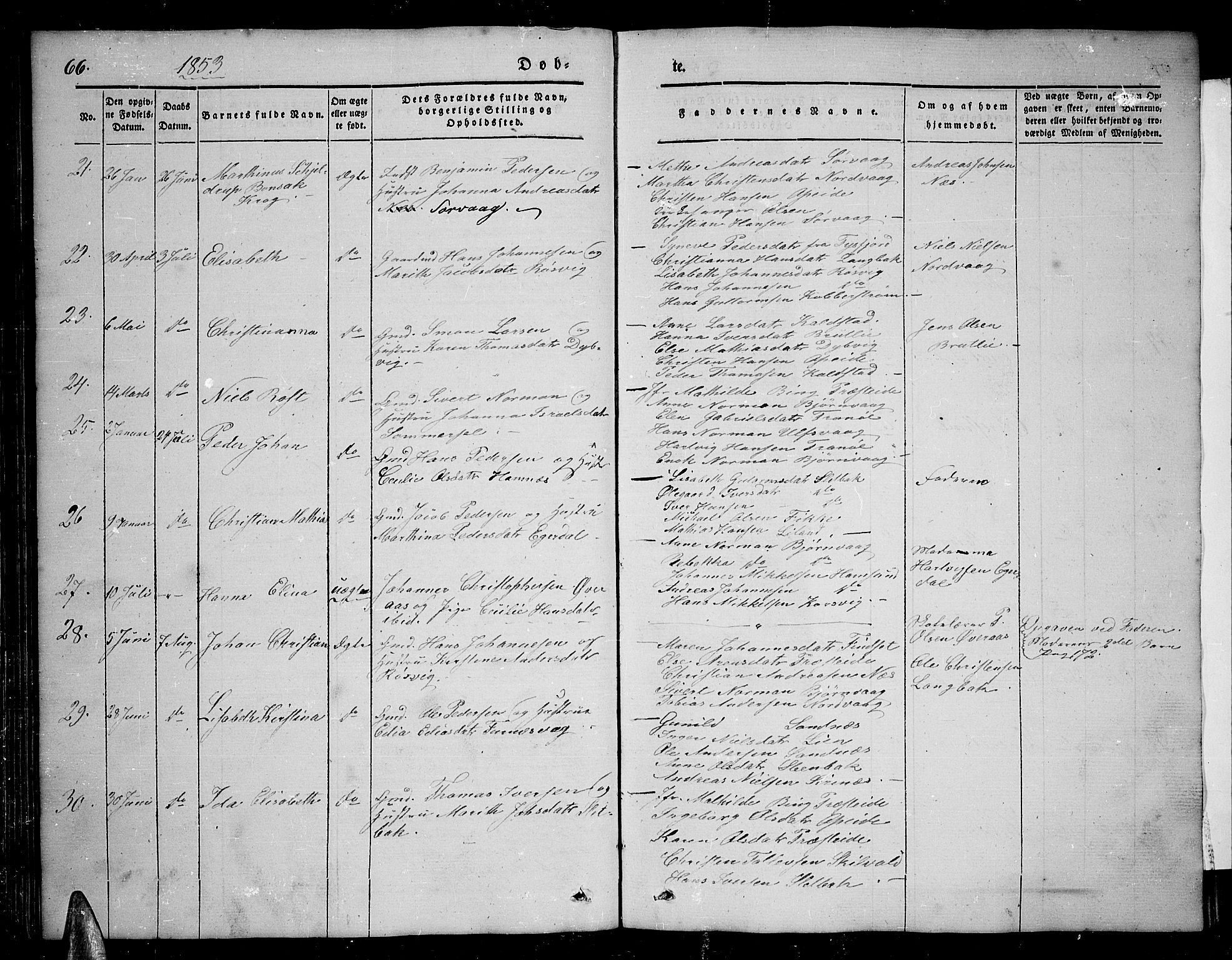 Ministerialprotokoller, klokkerbøker og fødselsregistre - Nordland, AV/SAT-A-1459/859/L0856: Parish register (copy) no. 859C02, 1843-1854, p. 66