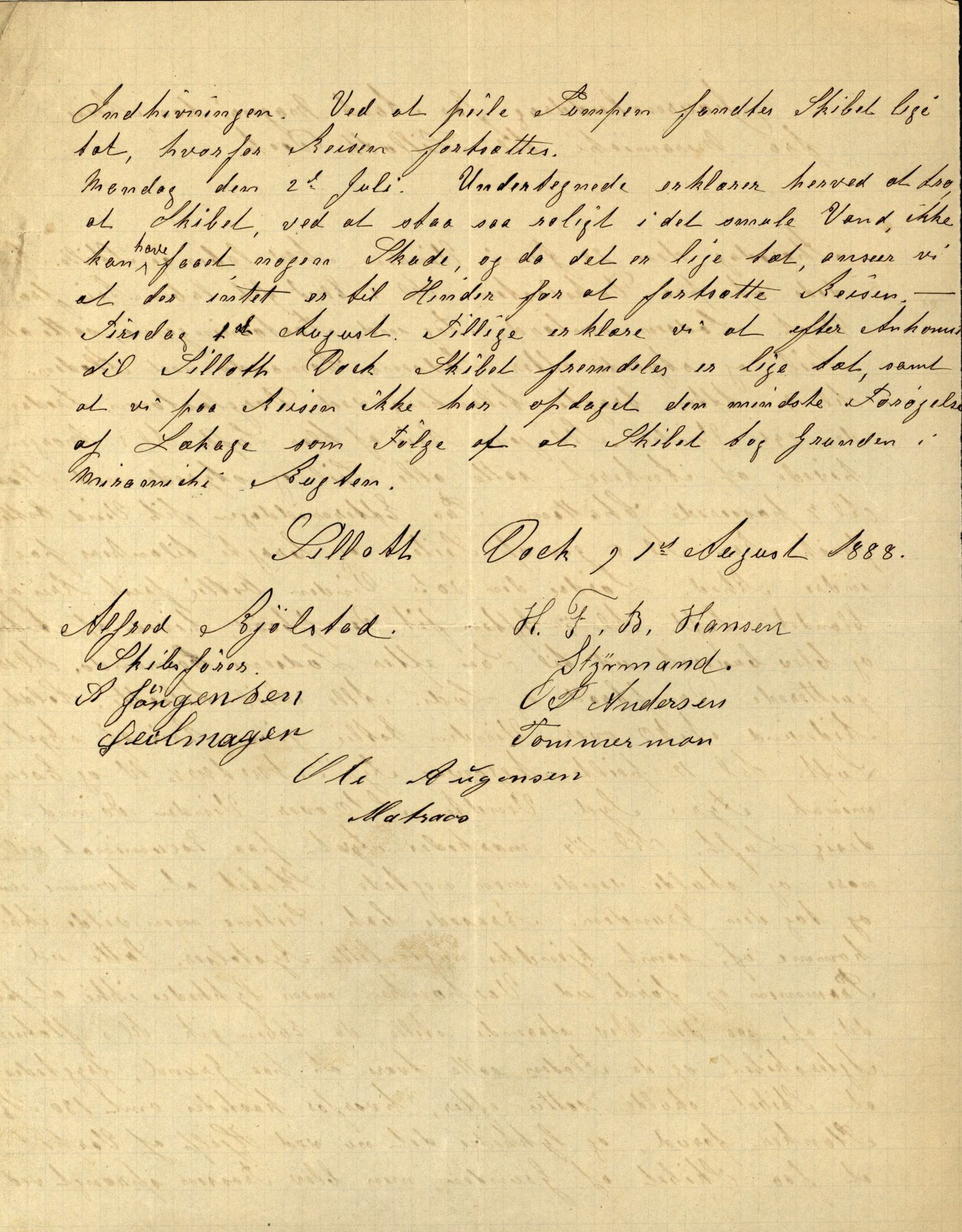 Pa 63 - Østlandske skibsassuranceforening, VEMU/A-1079/G/Ga/L0022/0009: Havaridokumenter / Svend Føyn, Sylvia, Særimner, Magna av Fredrikstad, 1888, p. 44