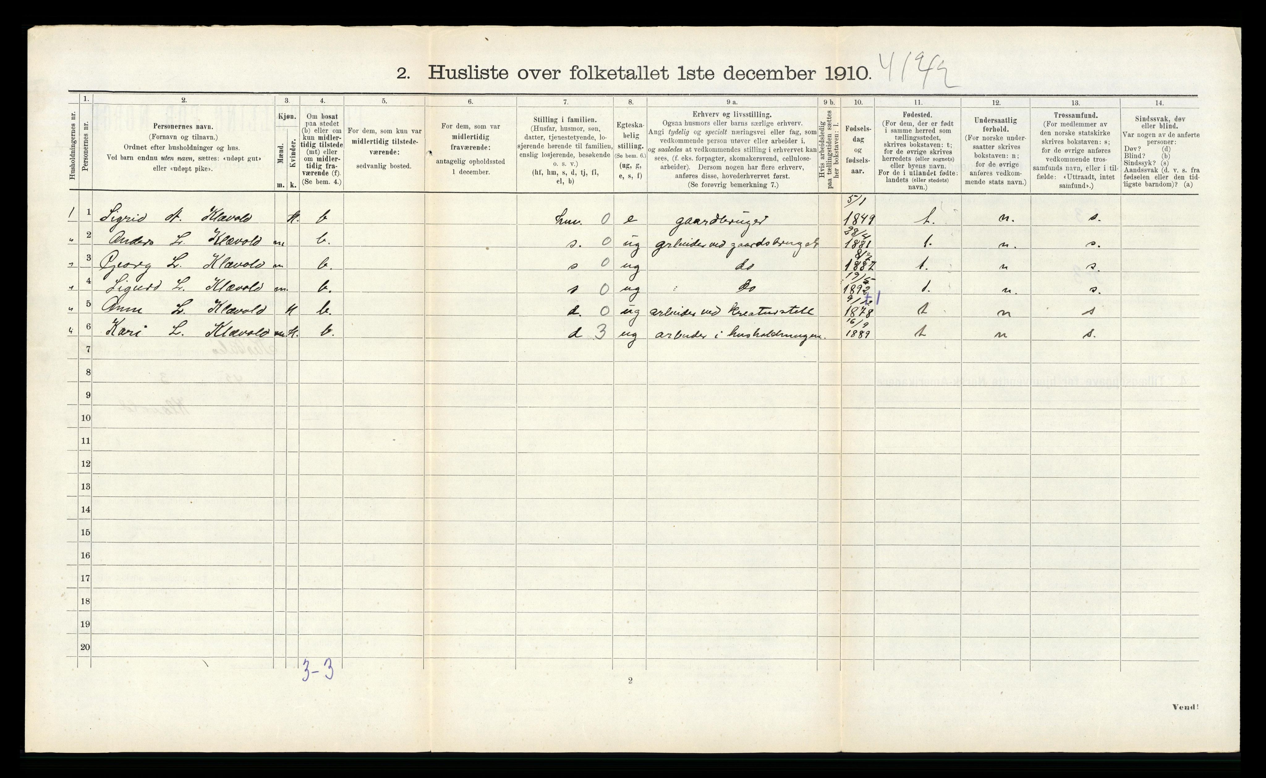 RA, 1910 census for Kyrkjebø, 1910, p. 380