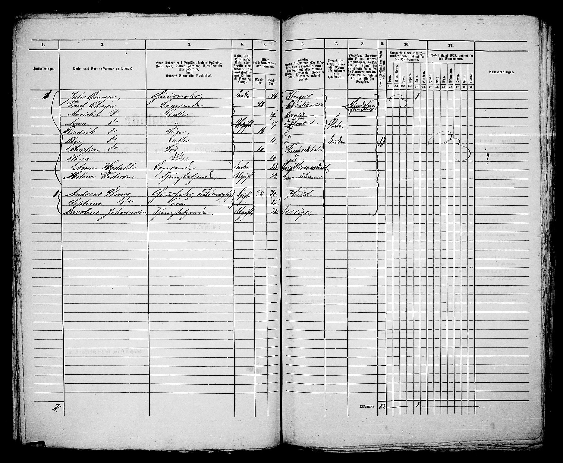 RA, 1865 census for Fredrikshald, 1865, p. 637