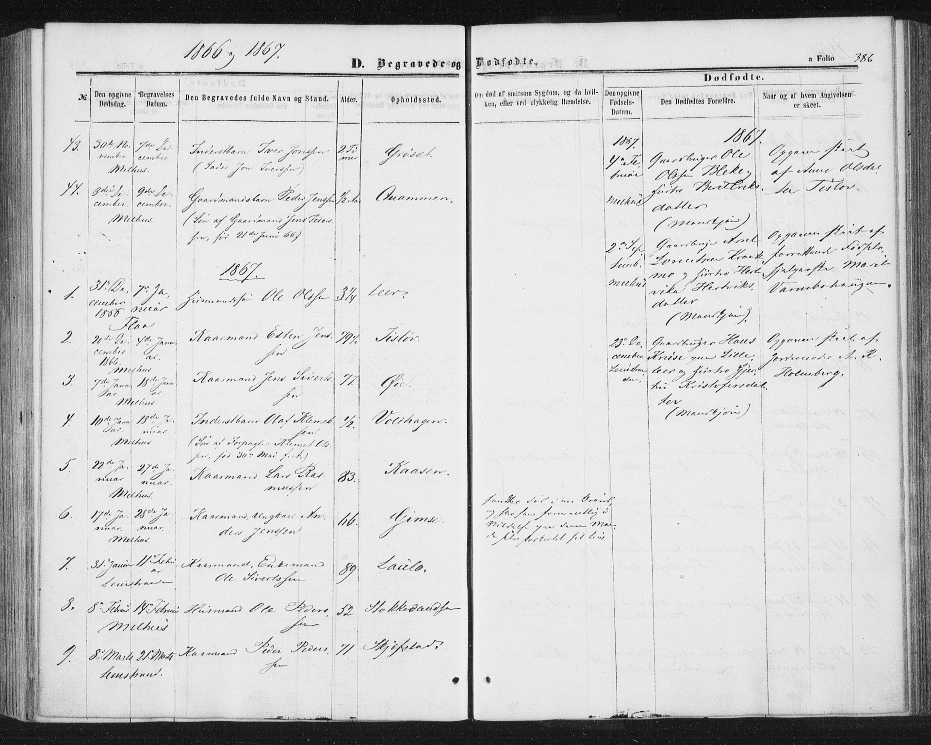 Ministerialprotokoller, klokkerbøker og fødselsregistre - Sør-Trøndelag, SAT/A-1456/691/L1077: Parish register (official) no. 691A09, 1862-1873, p. 386