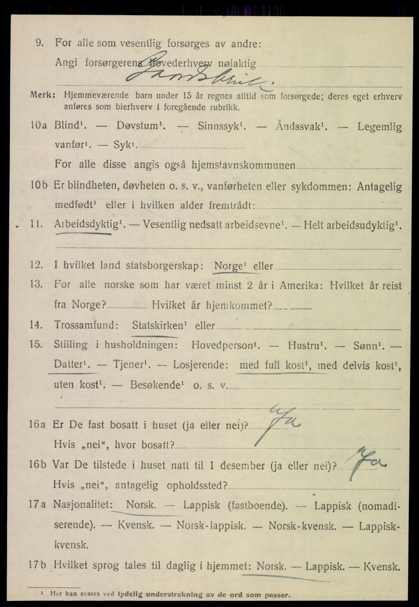 SAT, 1920 census for Meløy, 1920, p. 5522