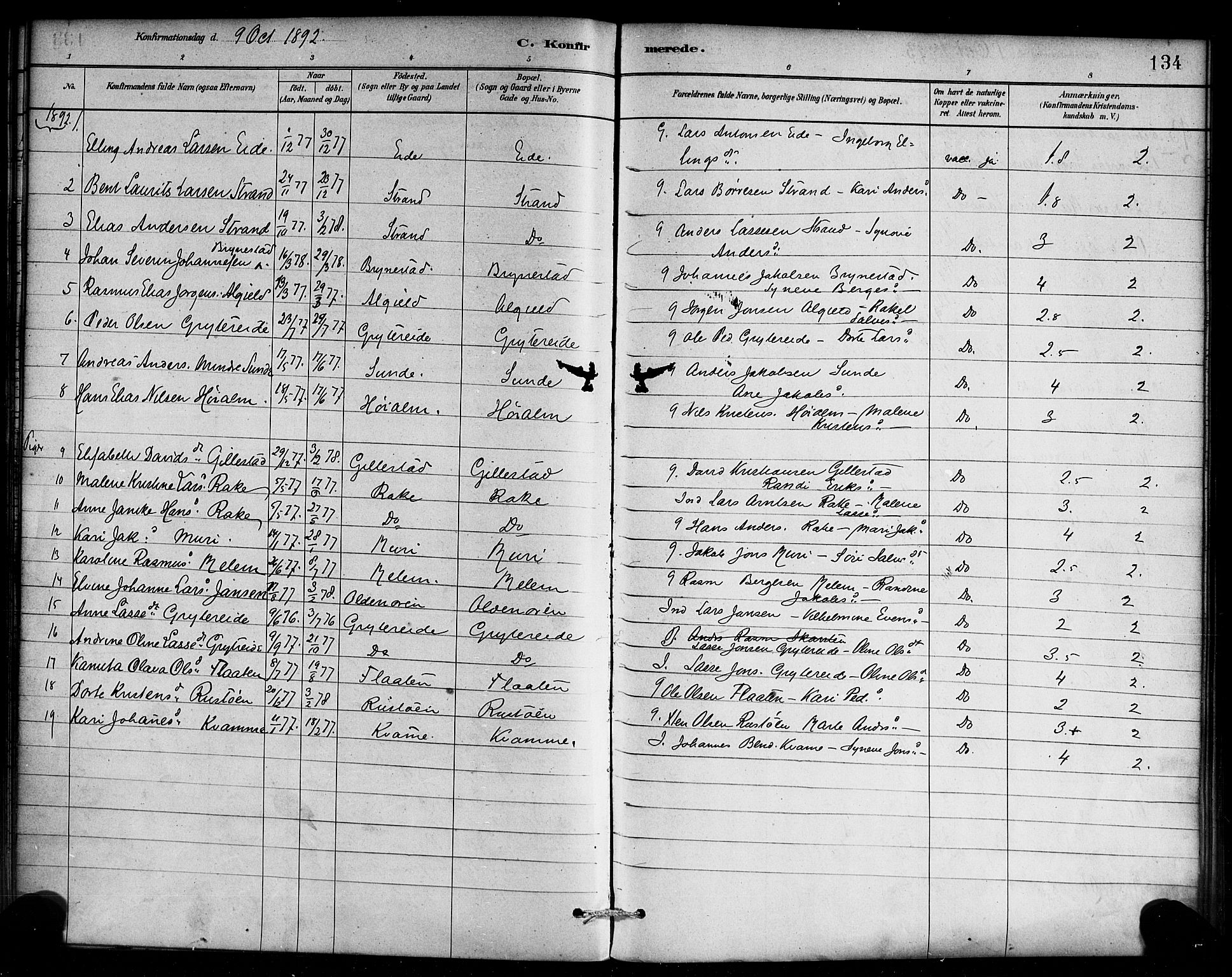 Innvik sokneprestembete, AV/SAB-A-80501: Parish register (official) no. C 1, 1879-1900, p. 134