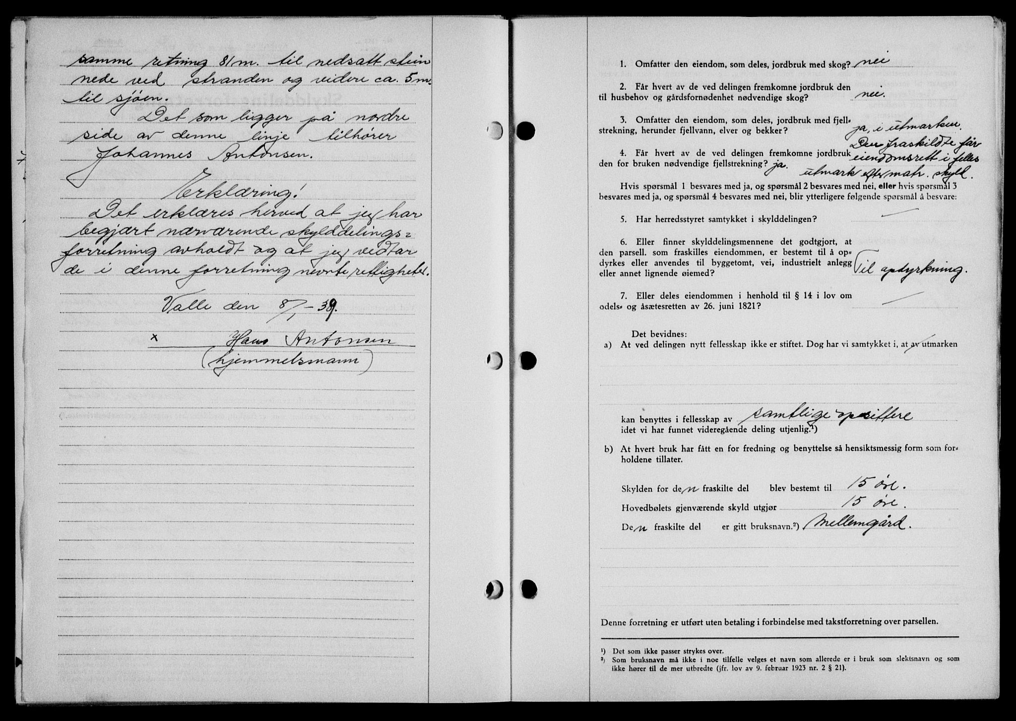 Lofoten sorenskriveri, SAT/A-0017/1/2/2C/L0005a: Mortgage book no. 5a, 1939-1939, Diary no: : 140/1939