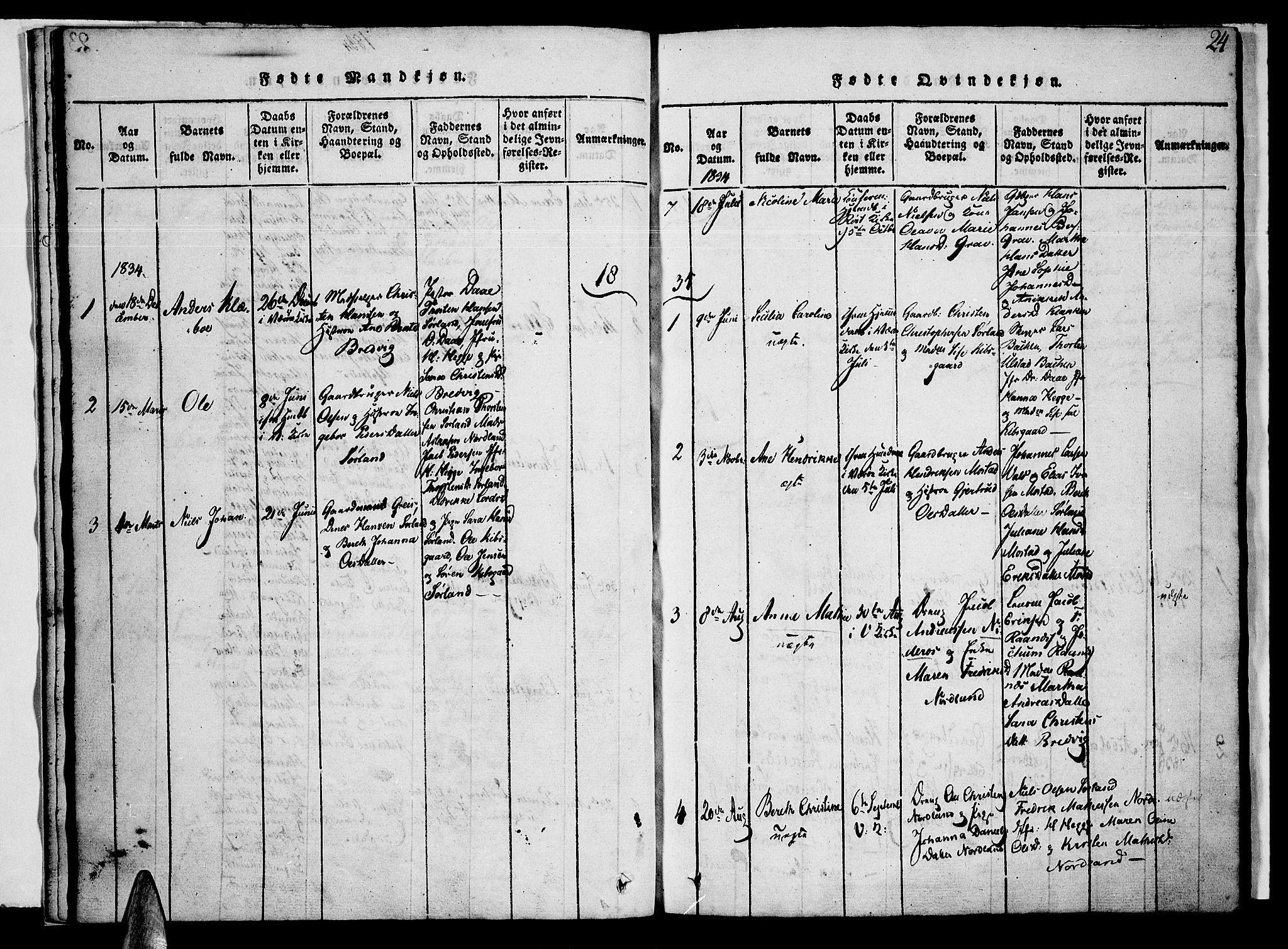 Ministerialprotokoller, klokkerbøker og fødselsregistre - Nordland, SAT/A-1459/807/L0120: Parish register (official) no. 807A03, 1821-1848, p. 24