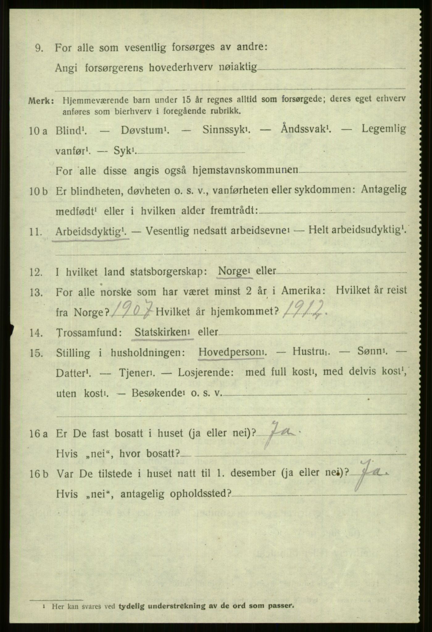 SAB, 1920 census for Vossestrand, 1920, p. 3515